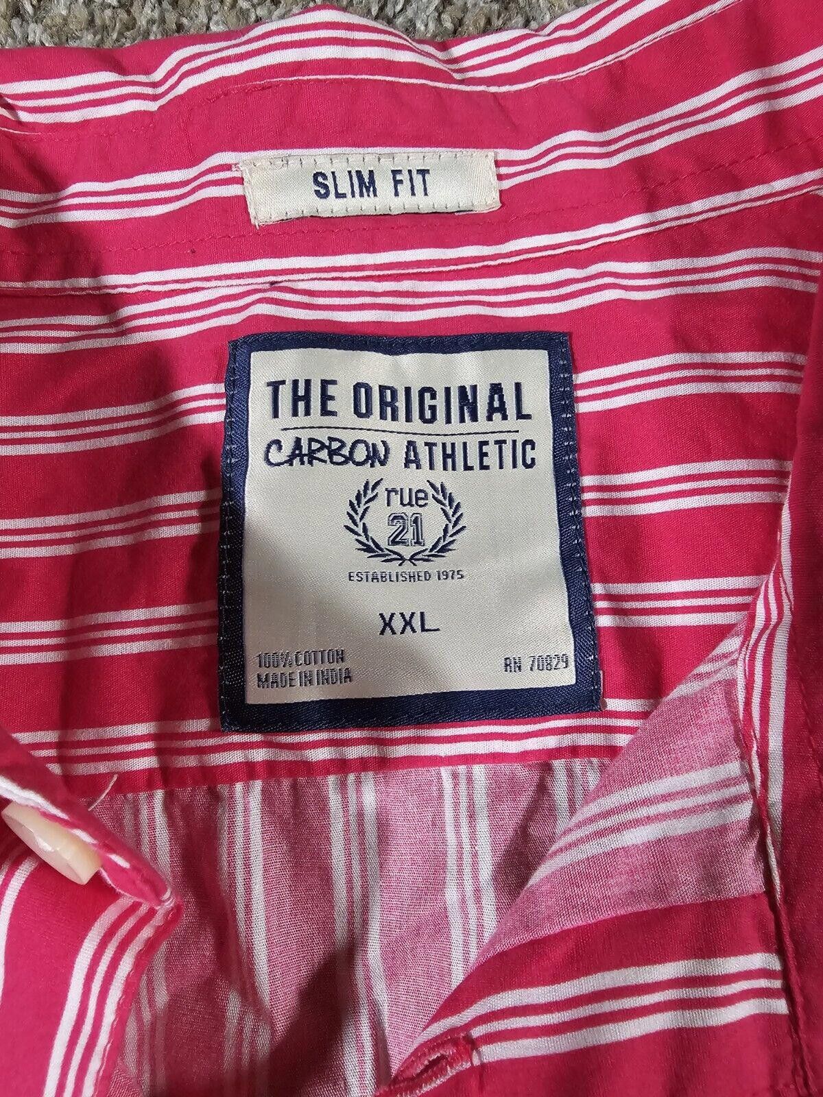 Designer Carbon Athletic Rue 21 Button Shirt Men's XXL Pink & White Size US XXL / EU 58 / 5 - 2 Thumbnail