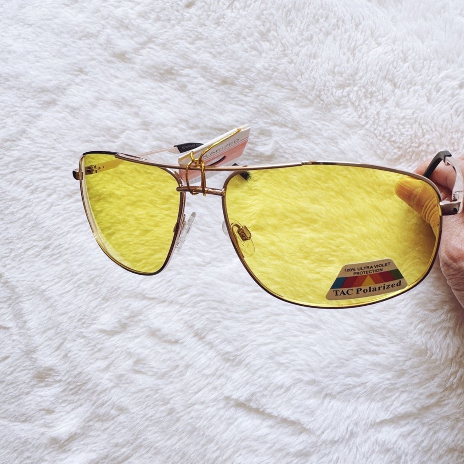 Other Oscar Clear Yellow w/ Gold Rim Aviator Sunglasses Size ONE SIZE - 6 Thumbnail
