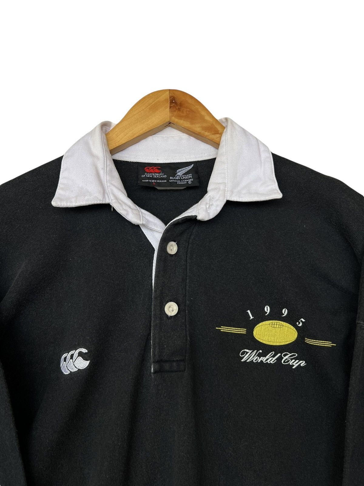 Canterbury of New Zealand Vintage 90s Canterburry World Cup Polo Rugby All Black Shirt Size US L / EU 52-54 / 3 - 3 Thumbnail