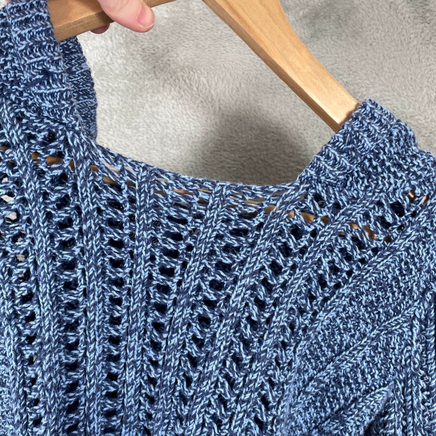 American Eagle Outfitters VINTAGE American Eagle Hoodie Sweater Womens XS Blue Marled Knit Hooded Y2K Bella Swan Size XS / US 0-2 / IT 36-38 - 5 Thumbnail