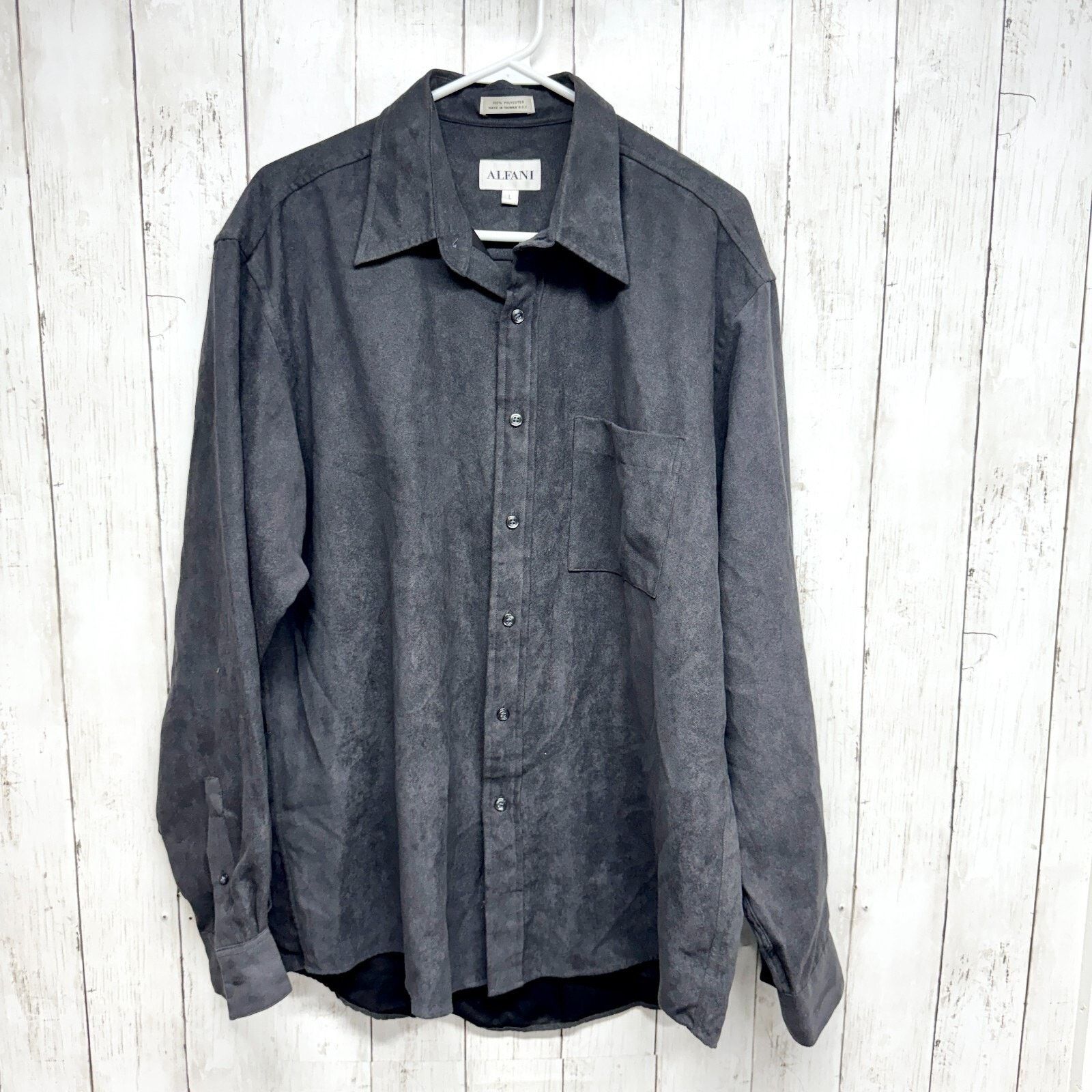 Alfani Alfani Chest Pocket Button Up Shirt Large Long Sleeve Gray Size US L / EU 52-54 / 3 - 1 Thumbnail