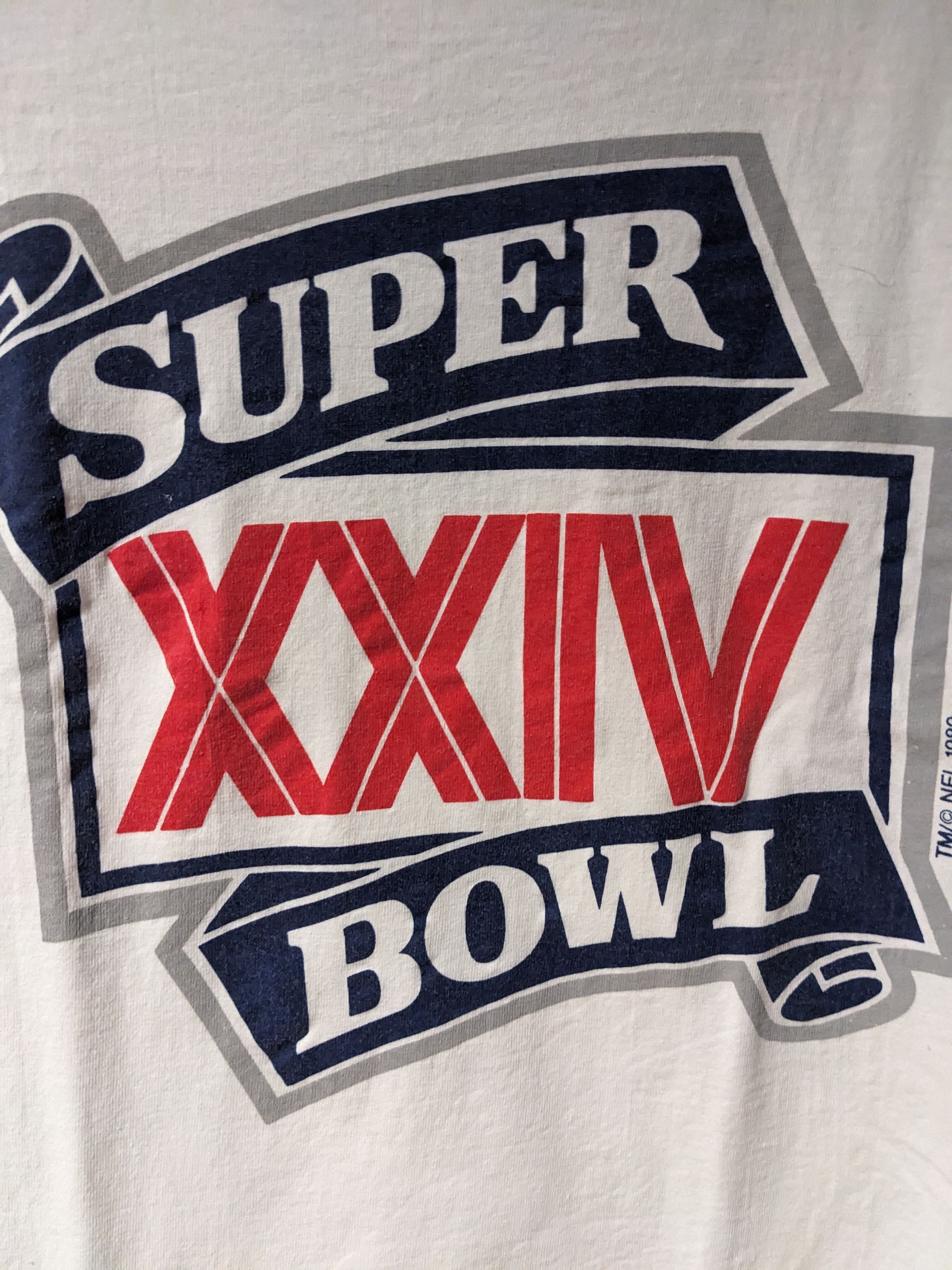 NFL Vintage 1989 Super Bowl NFL Football White X-Large T-Shirt Size US XL / EU 56 / 4 - 2 Thumbnail