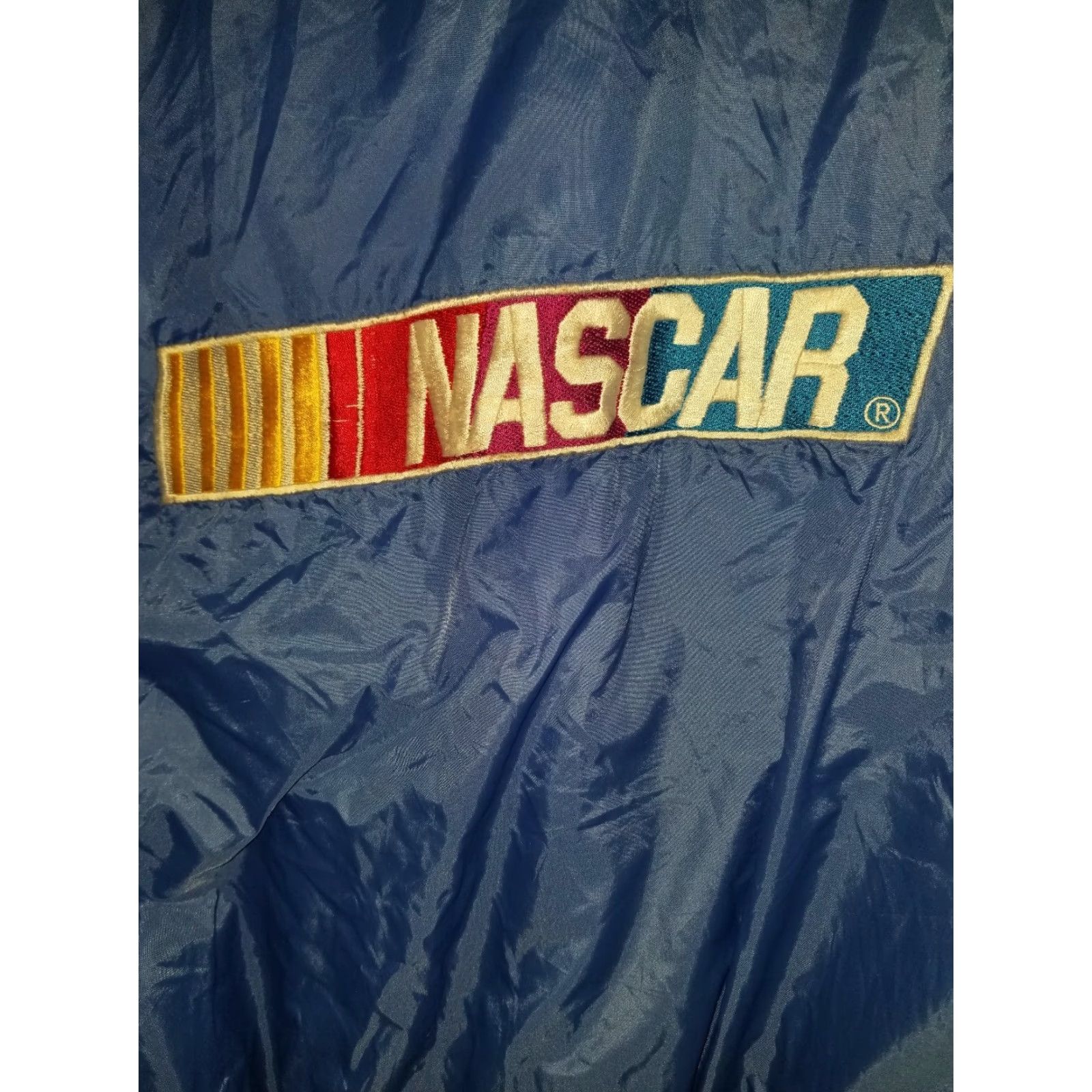 Vintage VINTAGE Checkered Flag NASCAR Puff y Jacket XL Windbreaker Hooded Jacket (Nylon) Logo Zip Black Mens Size US XL / EU 56 / 4 - 6 Thumbnail