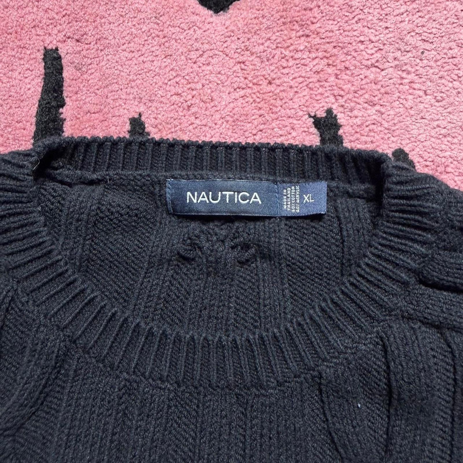 Nautica Nautica Embroidered Logo Chunky Cable Knit Sweater Size XL Size US XL / EU 56 / 4 - 4 Thumbnail