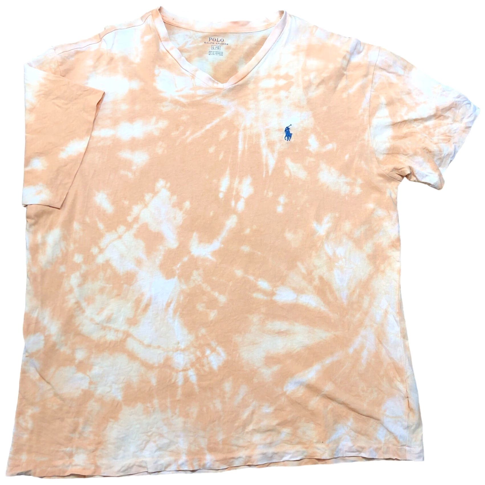 Polo Ralph Lauren VINTAGE Polo Ralph Lauren T-Shirt Shirt L Mens Orange Tie Dye V-Neck Acid Wash Single Stitch Short Sleeve Size US L / EU 52-54 / 3 - 2 Thumbnail
