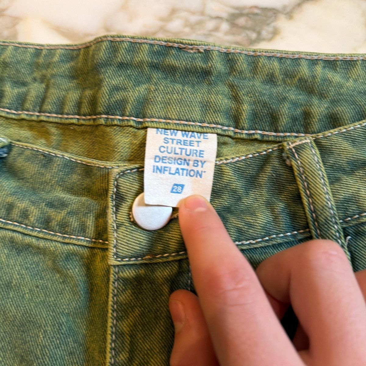 Pacsun Green high-waisted straight-leg denim jeans Size US 28 / EU 44 - 4 Thumbnail