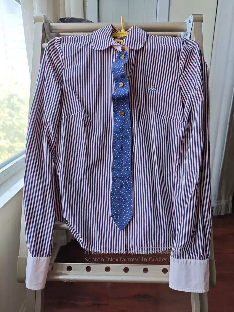 Vivienne Westwood Vivienne Westwood Blue and Pink Striped Shirt with Tie Size S / US 4 / IT 40 - 2 Thumbnail