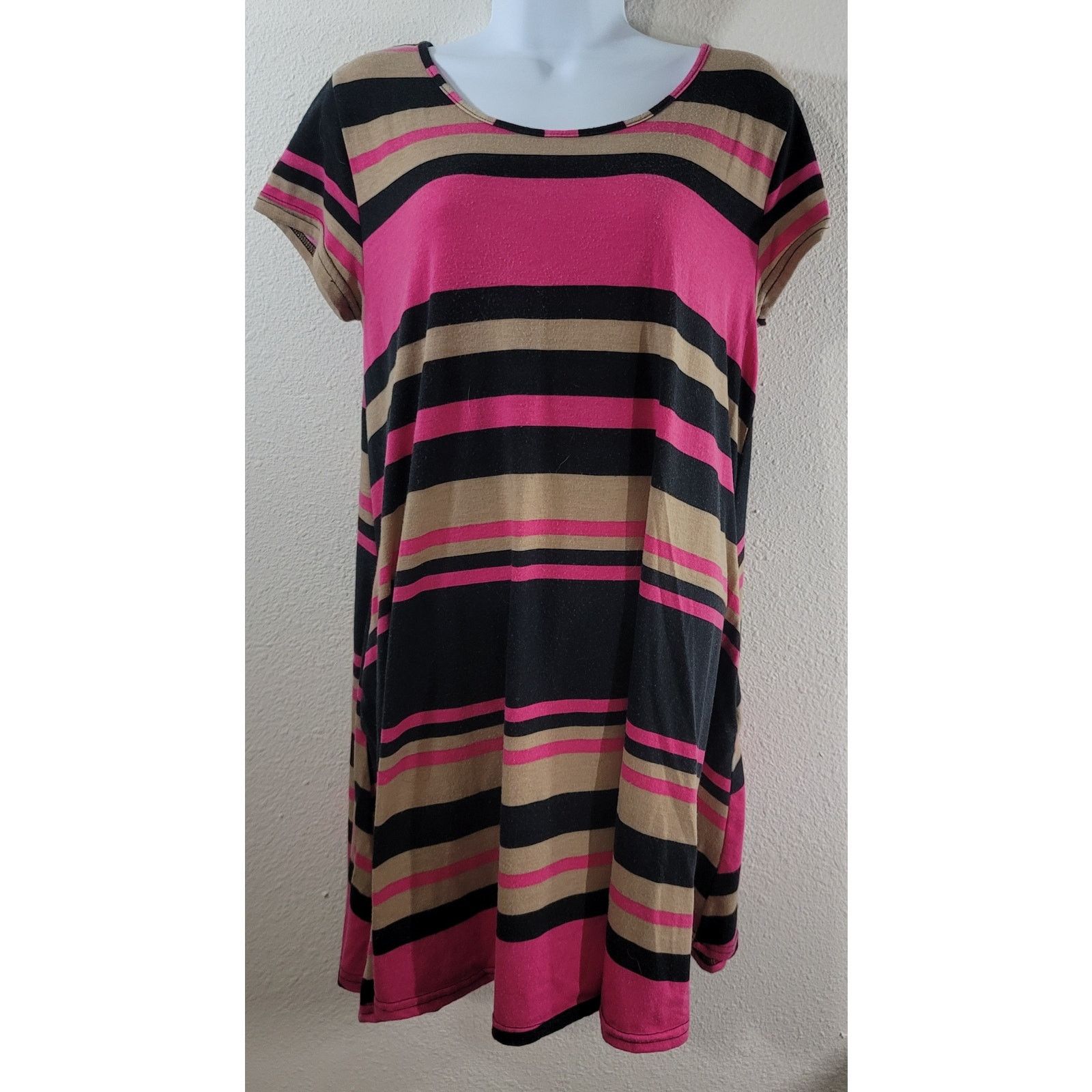 Other Demanding Black Tan Pink Striped A Line Mini Dress XL Size XL / US 12-14 / IT 48-50 - 1 Thumbnail
