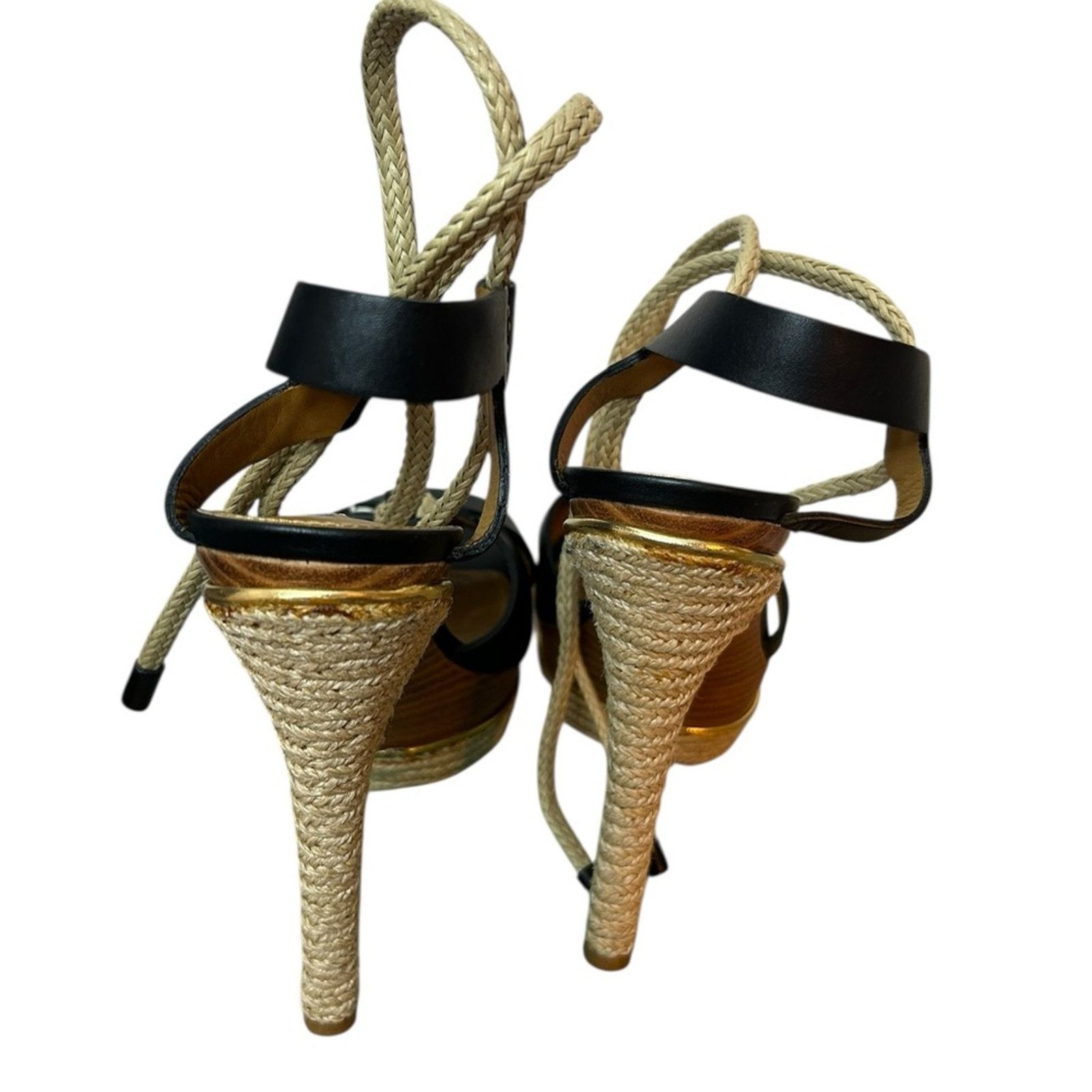 Ralph Lauren Ralph Lauren Purple Label Black Leather Rope Espadrille Heel Size US 9 / IT 39 - 6 Thumbnail