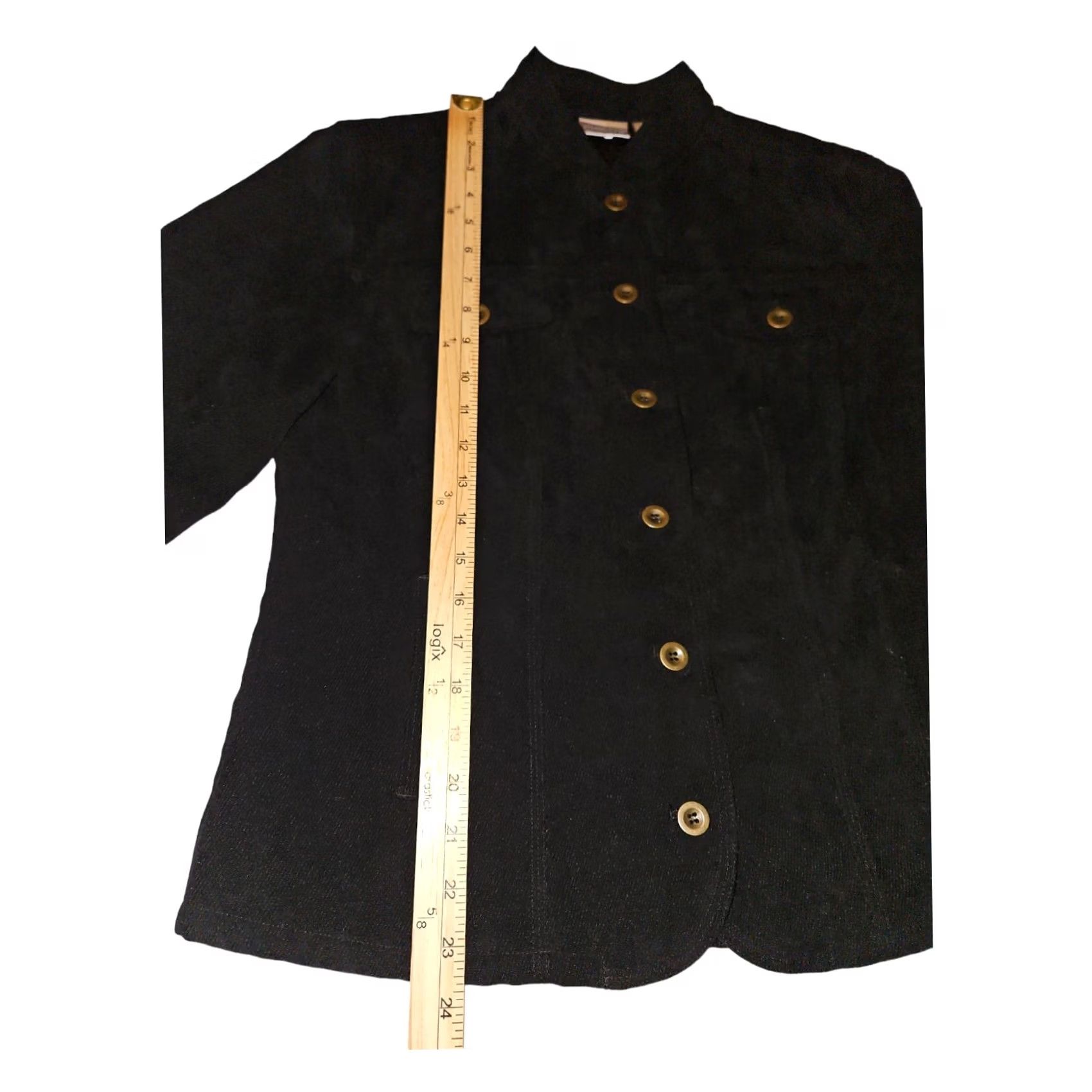 Vintage Chico's Jacket Women's Size 1 Black Long Sleeve Button Pockets Casual Workwear Regular Fit Coat/Outerwear Size XS / US 0-2 / IT 36-38 - 4 Thumbnail