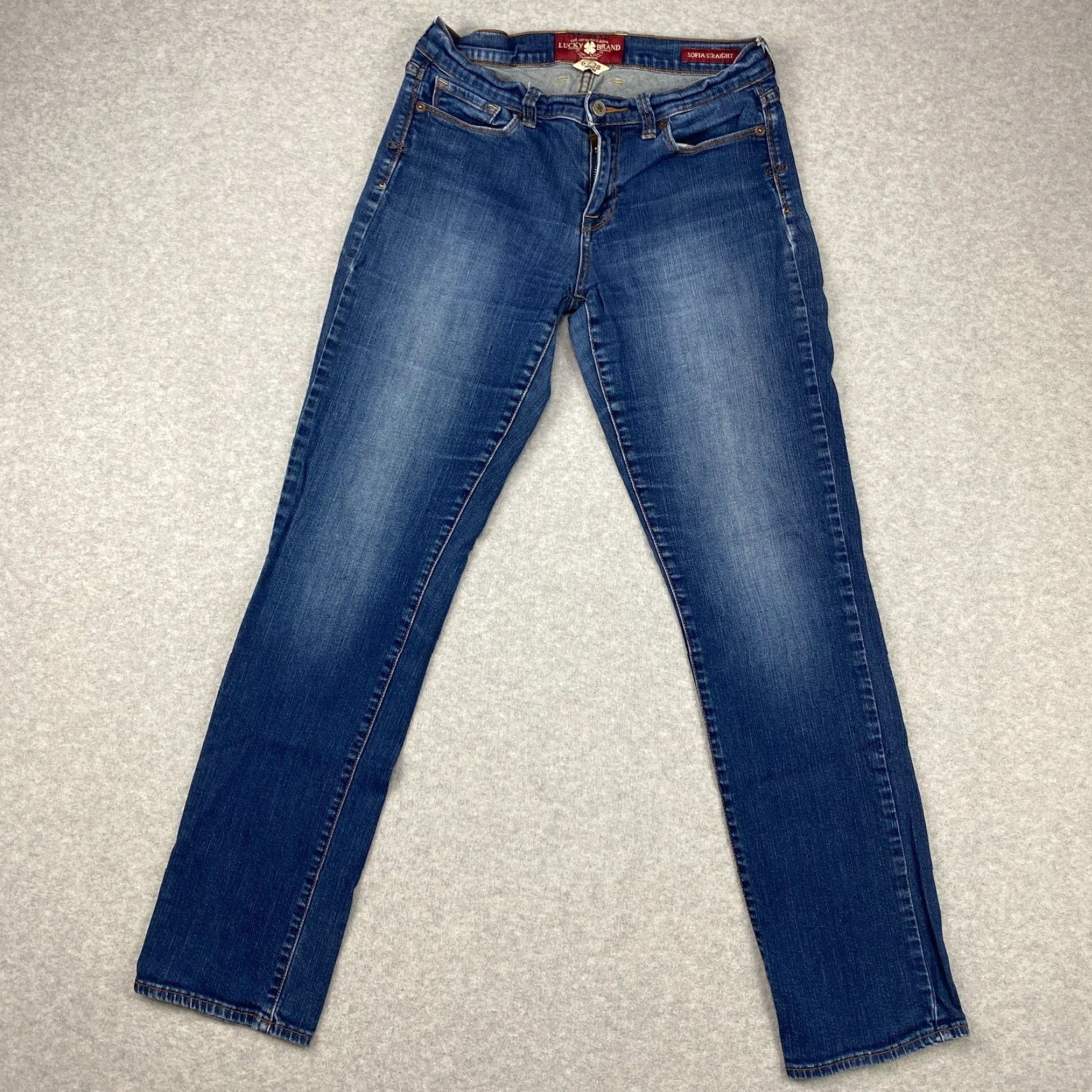 Lucky Brand Lucky Brand Sophia Straight Jeans Womens 6 / 28 Blue Mid-Rise Distressed Denim Size 28" / US 6 / IT 42 - 2 Thumbnail