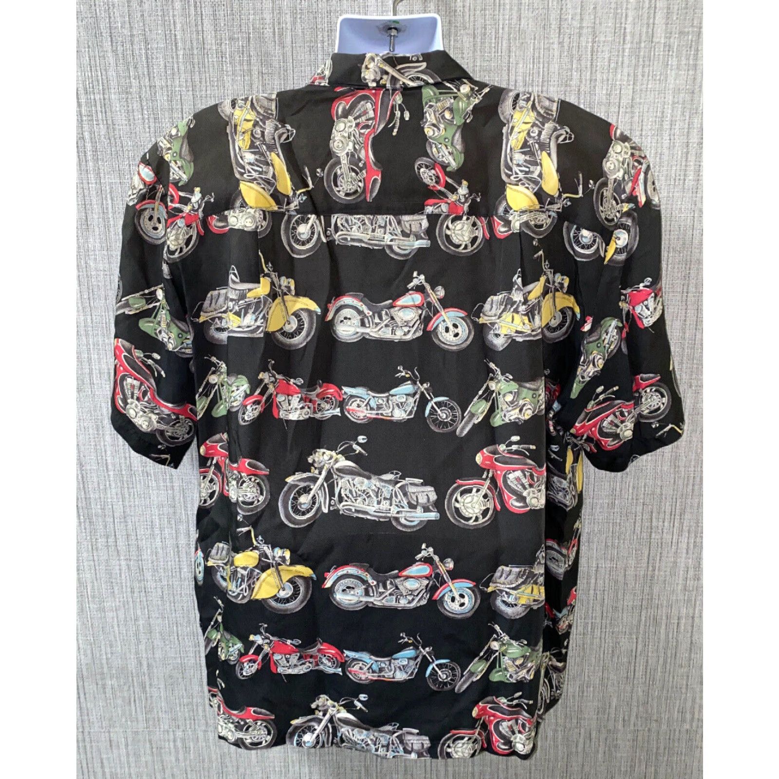 Paradise Found Paradise Found Men's Hawaiian Shirt Motorcycle Print Aloha Casual Button-Up XL Multicolor Size US XL / EU 56 / 4 - 6 Thumbnail