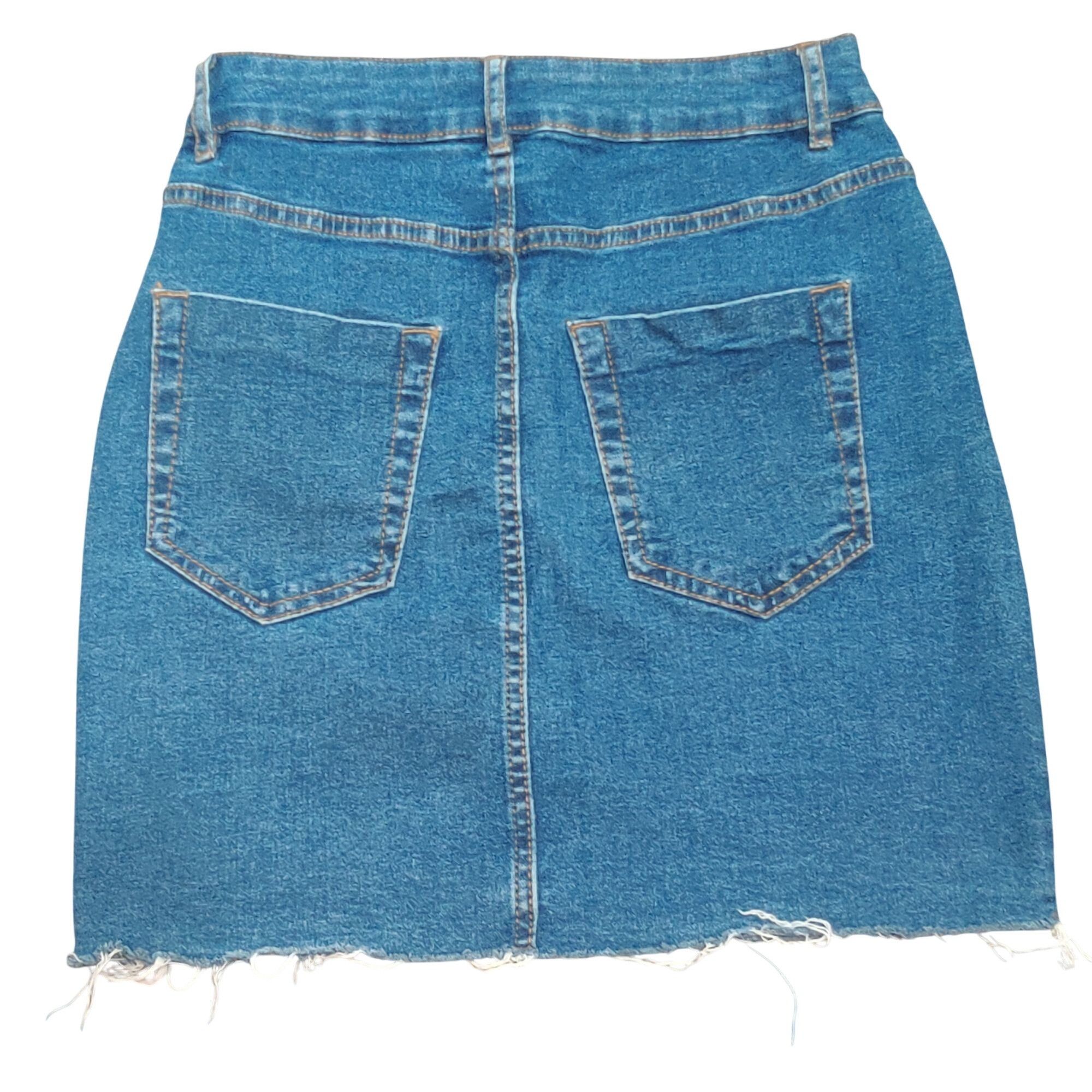Cotton On Cotton On 4 Blue Raw Hem Denim Mini Skirt Distressed Fray Ca Size 27" / US 4 / IT 40 - 2 Thumbnail