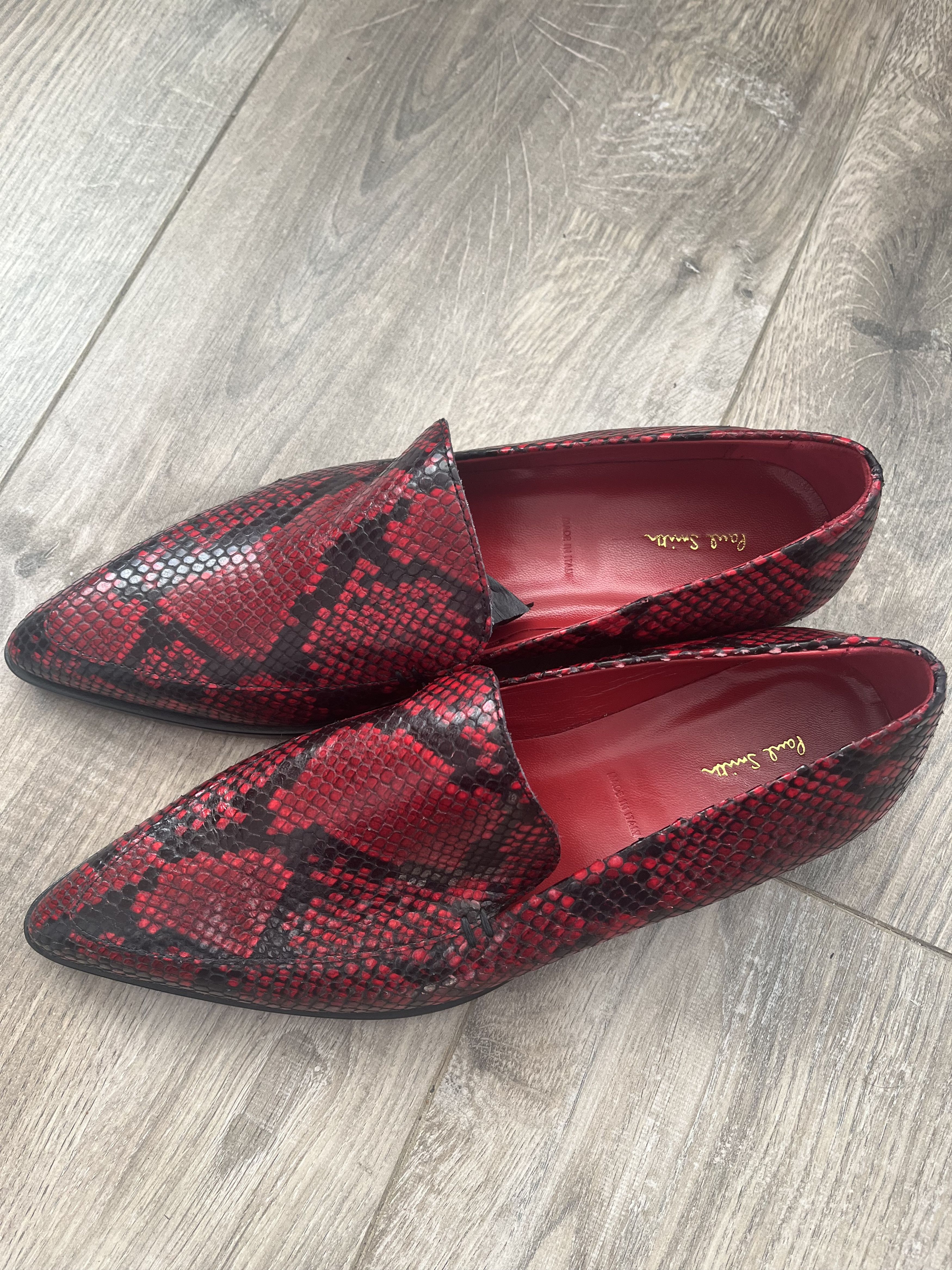 Paul Smith Red and black leather snakeskin design loafers/flats Size US 10 / IT 40 - 16 Thumbnail