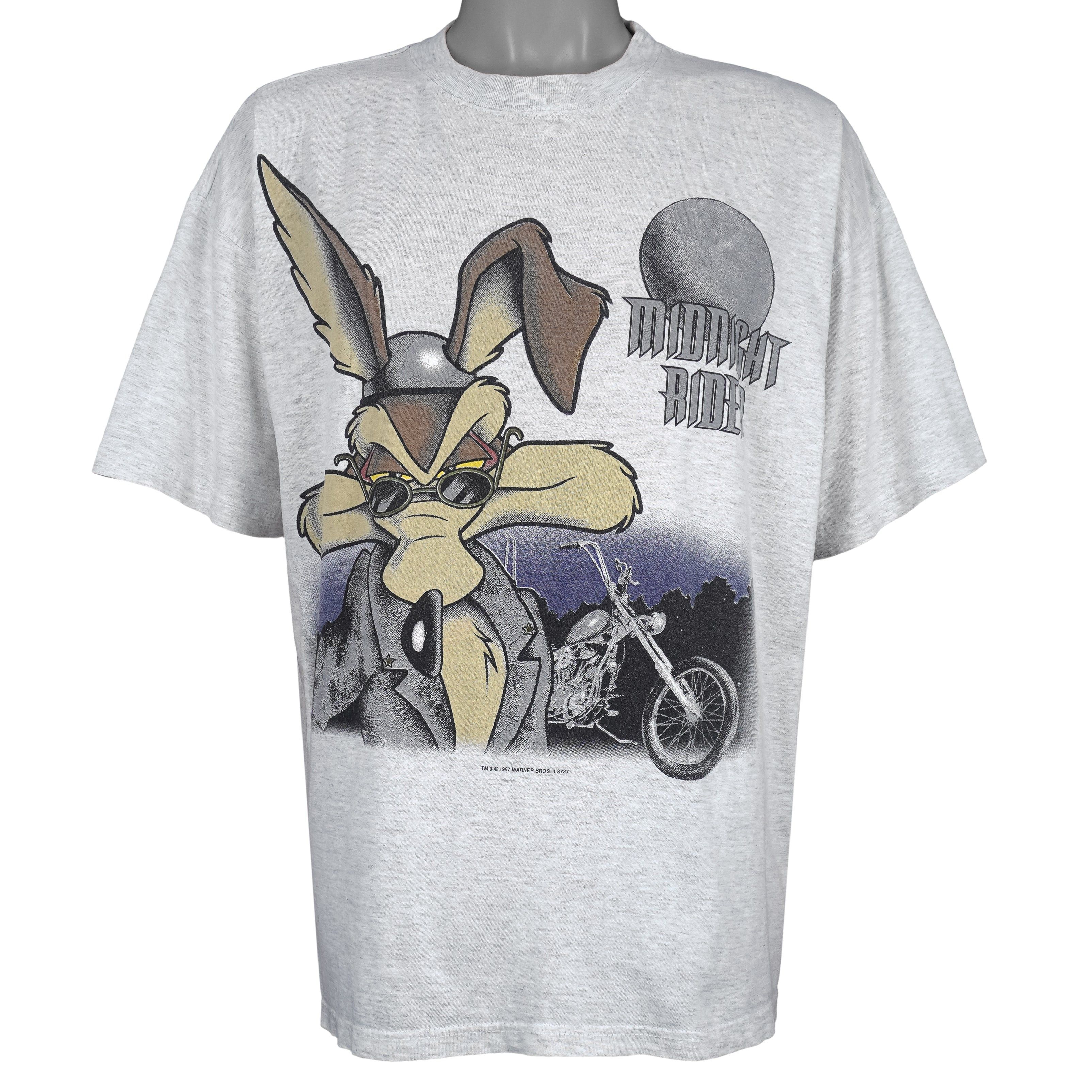 Vintage Looney Tunes - Midnight Rider Wile E. Coyote T-Shirt 1997 Size US XL / EU 56 / 4 - 1 Thumbnail