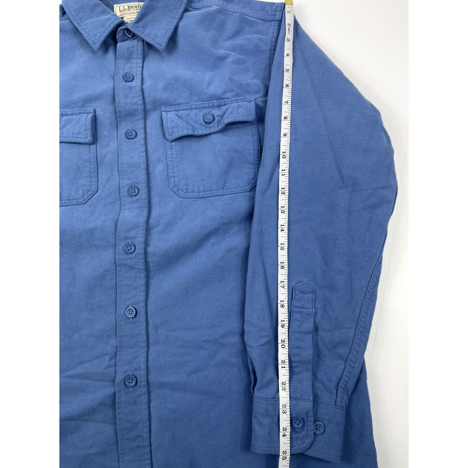 Vintage VINTAGE L.L. Bean Flannel Shirt 90s Heavyweight Long Sleeve Button-Up Adult Large Light Blue Mens Size US L / EU 52-54 / 3 - 6 Thumbnail