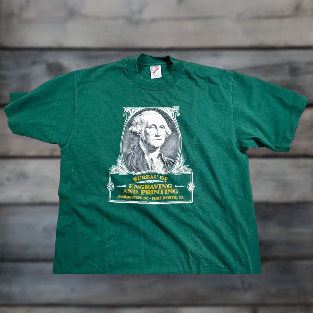 Jerzees VINTAGE Jerzees T-Shirt Men Large Green Buck Stops Here 90s Graphic Print Cotton Midwest Size US L / EU 52-54 / 3 - 1 Thumbnail