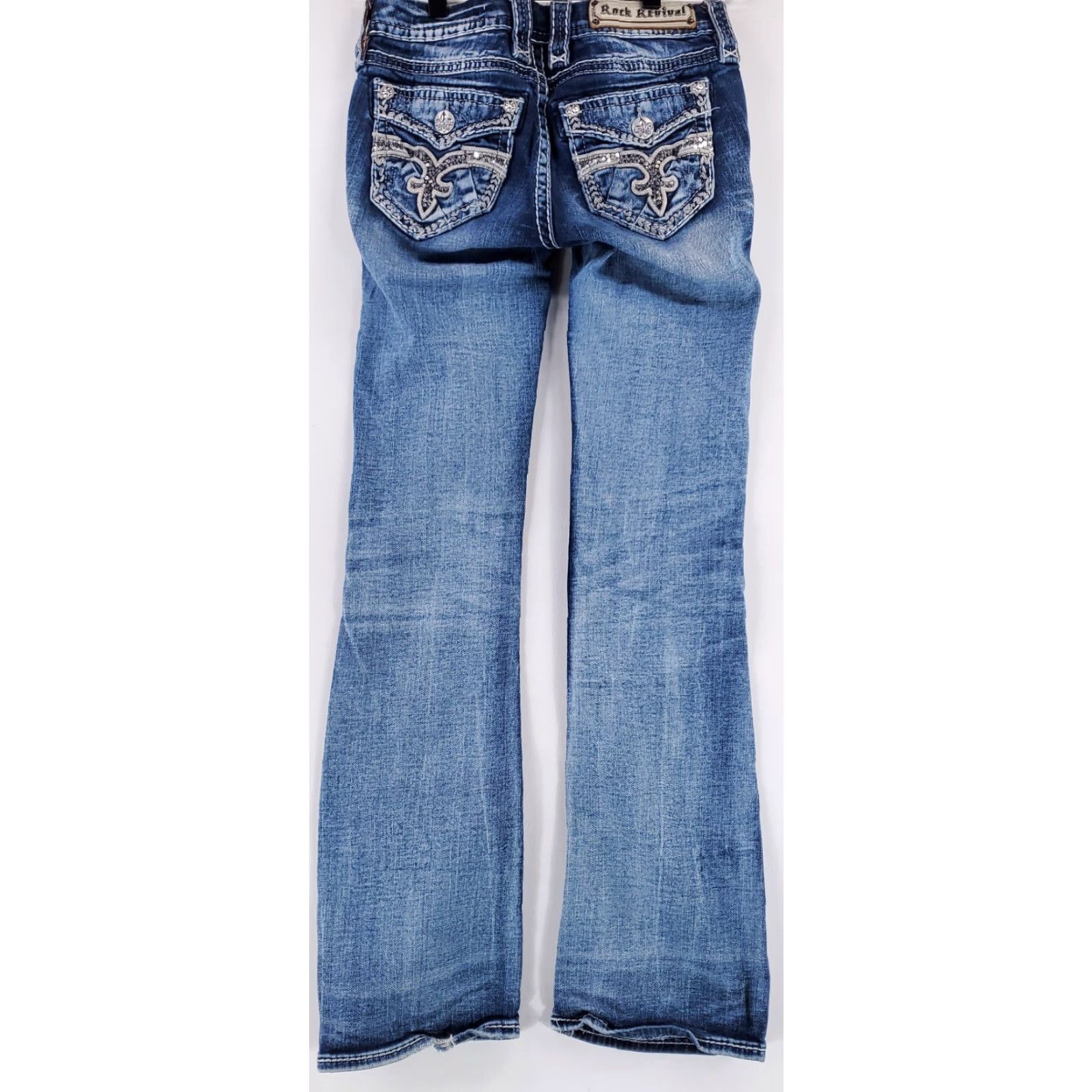 Vintage Rock Revival Jeans Cherilyn Blue Womens 27 Bootcut Midrise 30 Inseam 27 x 30 Actual 24? Size 27" / US 4 / IT 40 - 5 Thumbnail