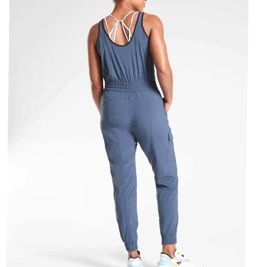 Athleta Athleta Unbound Jumpsuit Shirt Womens Small Iron Blue Navy Sleeveless Activewear One-Piece Solid 56 Inseam Fashion Sportswear Size 28" / US 6 / IT 42 - 2 Thumbnail
