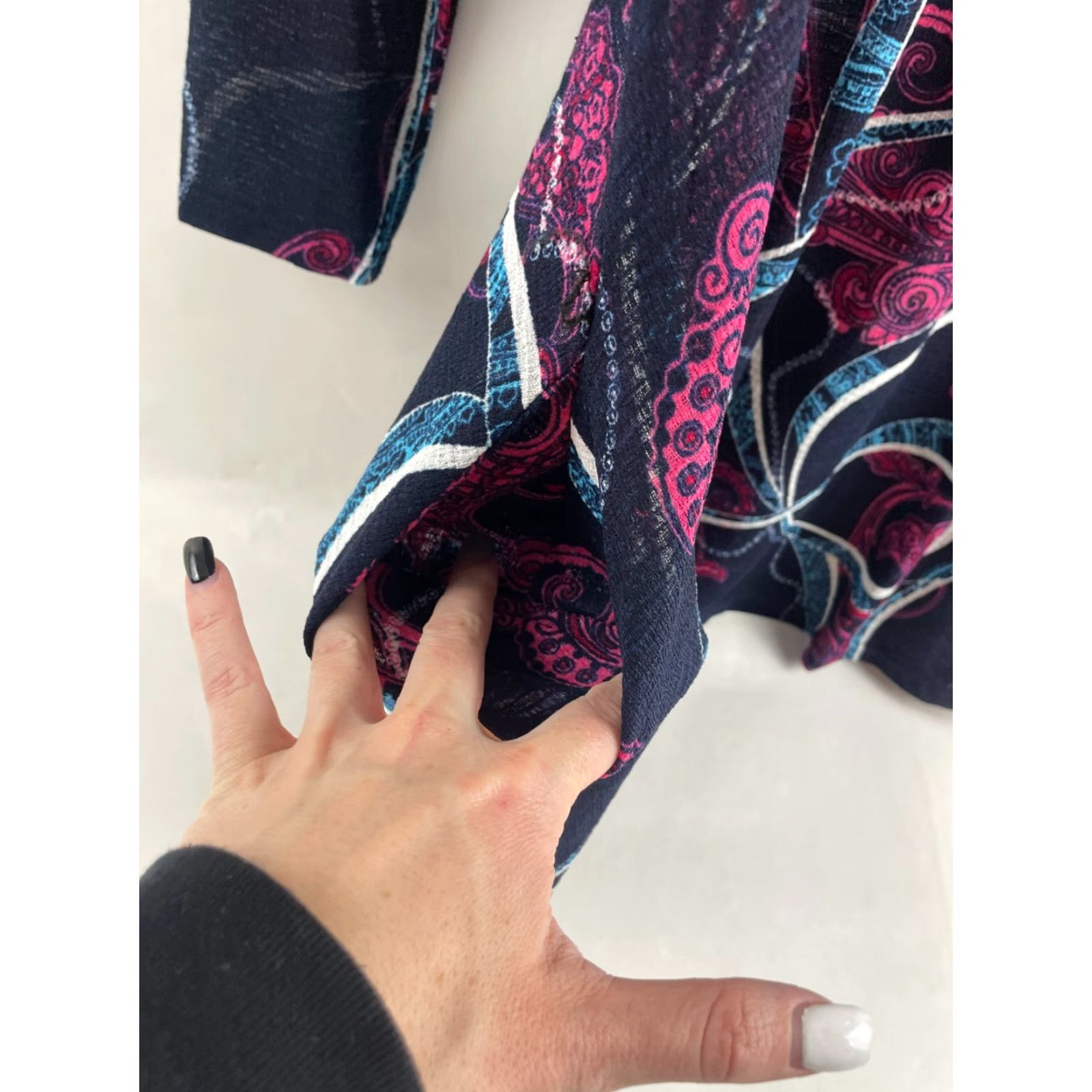 Vintage Arianna by Howard Dress Women's S/M Black Pink Blue Paisley Semi-sheer NWT Size S / US 4 / IT 40 - 7 Thumbnail