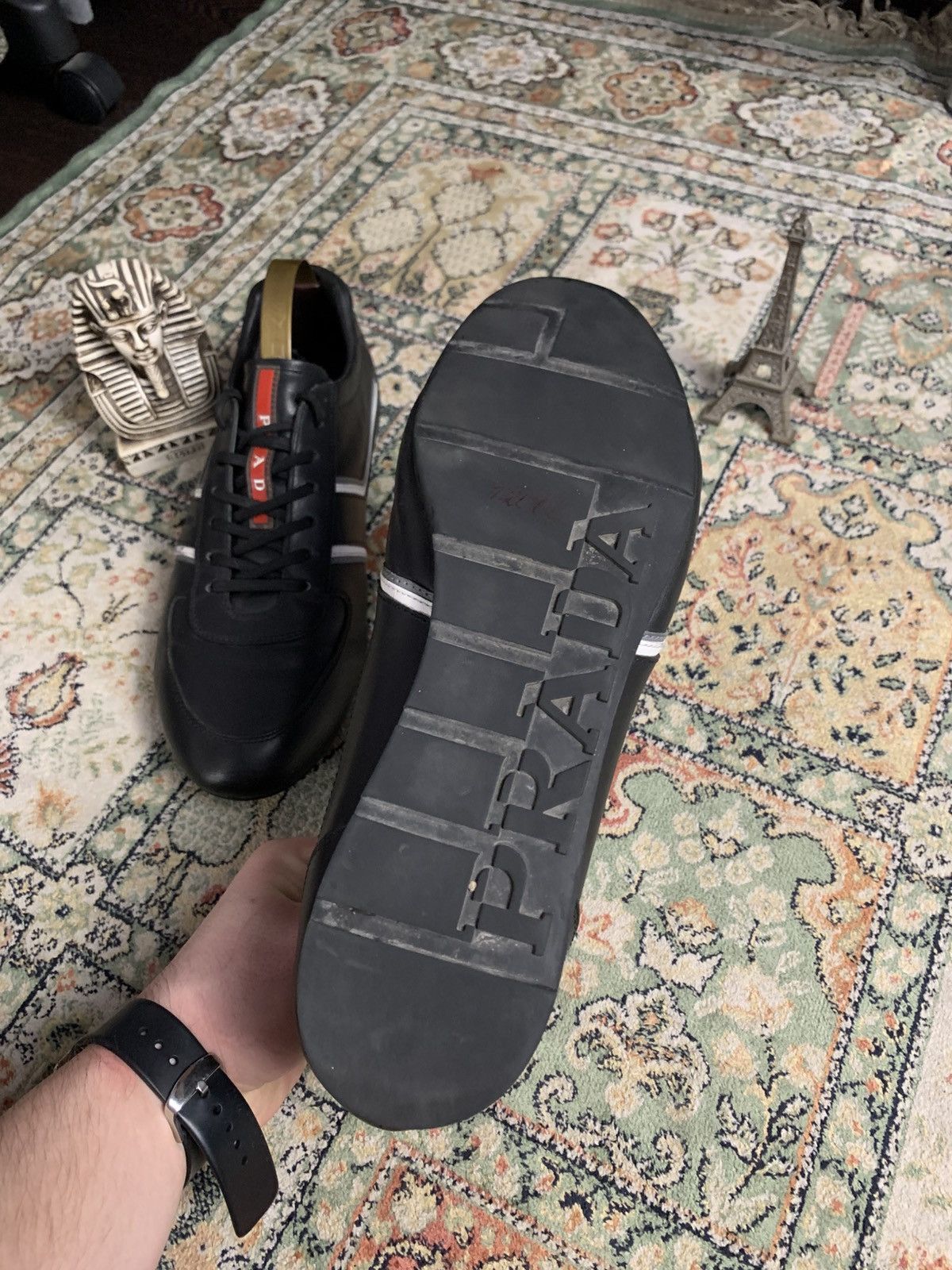 Prada Prada Snickers Auth Black Leather Luxury Size US 9.5 / EU 42-43 - 9 Thumbnail