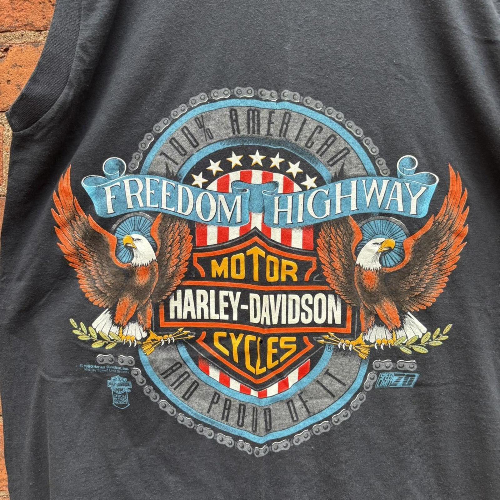 Harley Davidson Vintage Harley Davidson freedom highway tank top 1990 L Size US L / EU 52-54 / 3 - 3 Thumbnail