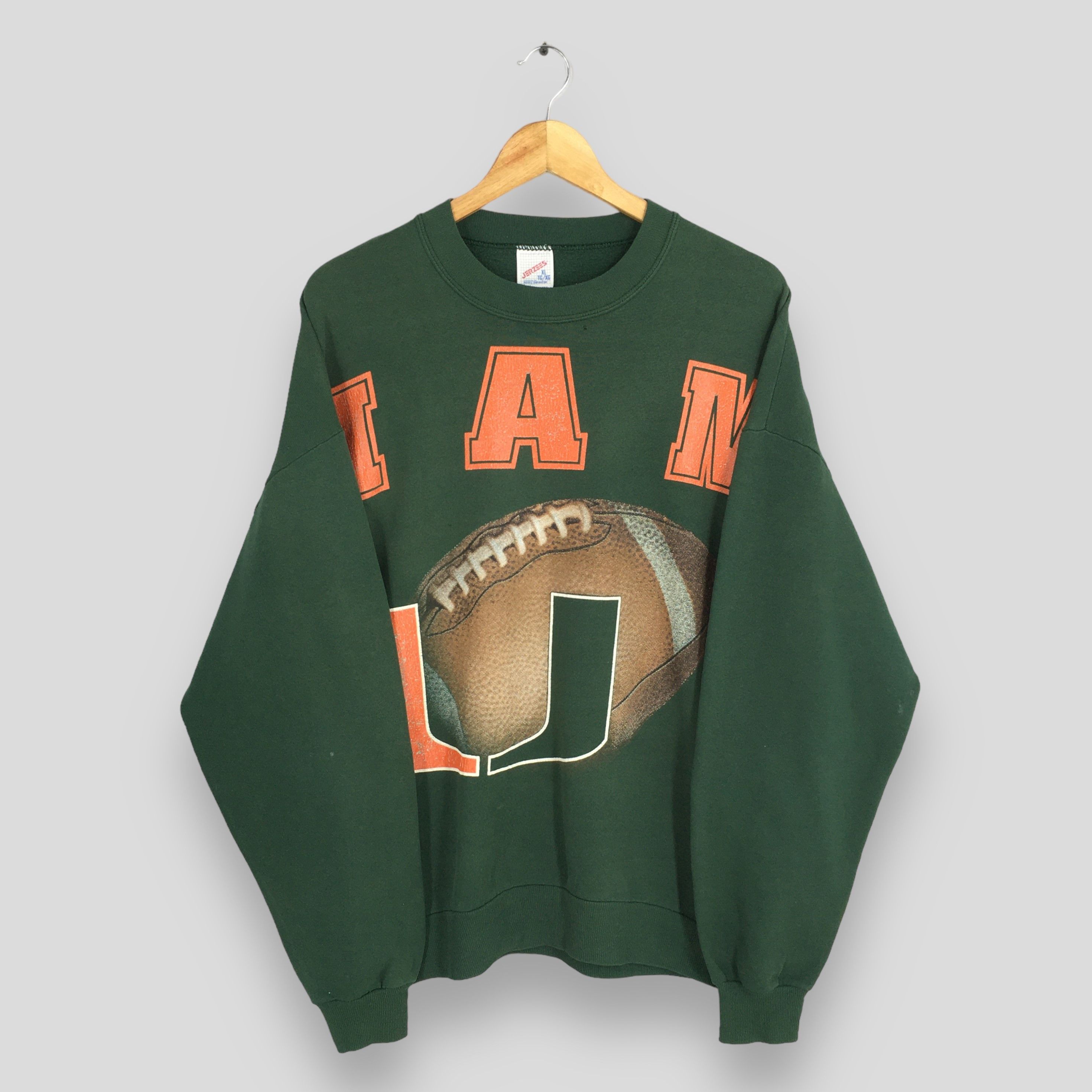 NCAA Vintage University of Miami Hurricanes Green Sweatshirt XL Size US XL / EU 56 / 4 - 1 Thumbnail