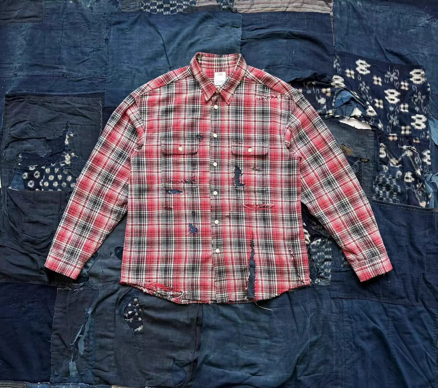 Visvim VISVIM 20SS Lumber LS CRASH 1st Ed Distressed Check Red 4 Size US XL / EU 56 / 4 - 1 Thumbnail