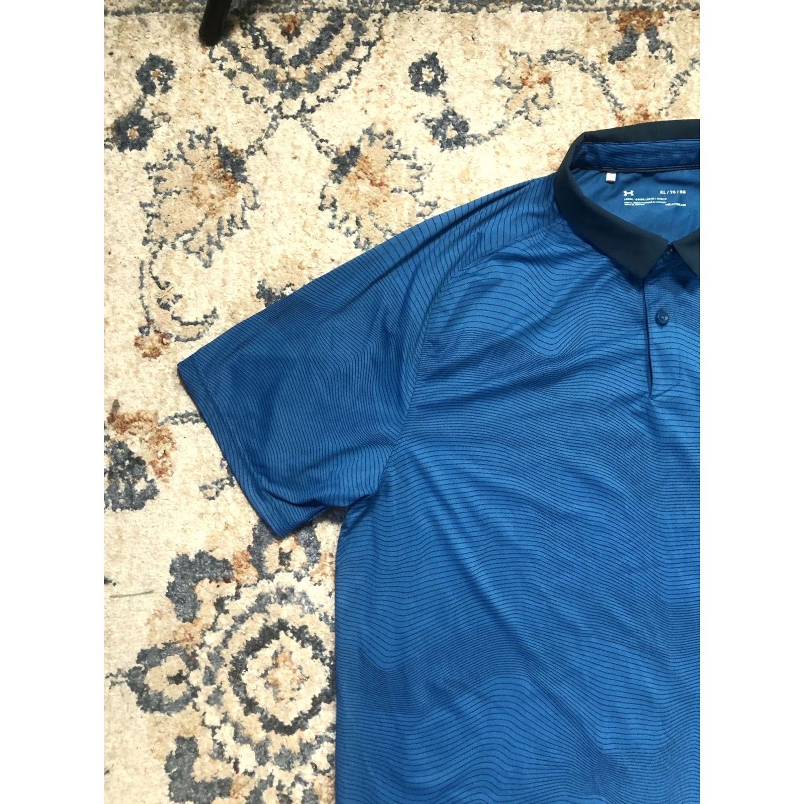 Under Armour Under Armour HeatGear Polo Shirt Mens XL Blue Stripe Short Sleeve Golf Shirt Size US XL / EU 56 / 4 - 3 Thumbnail