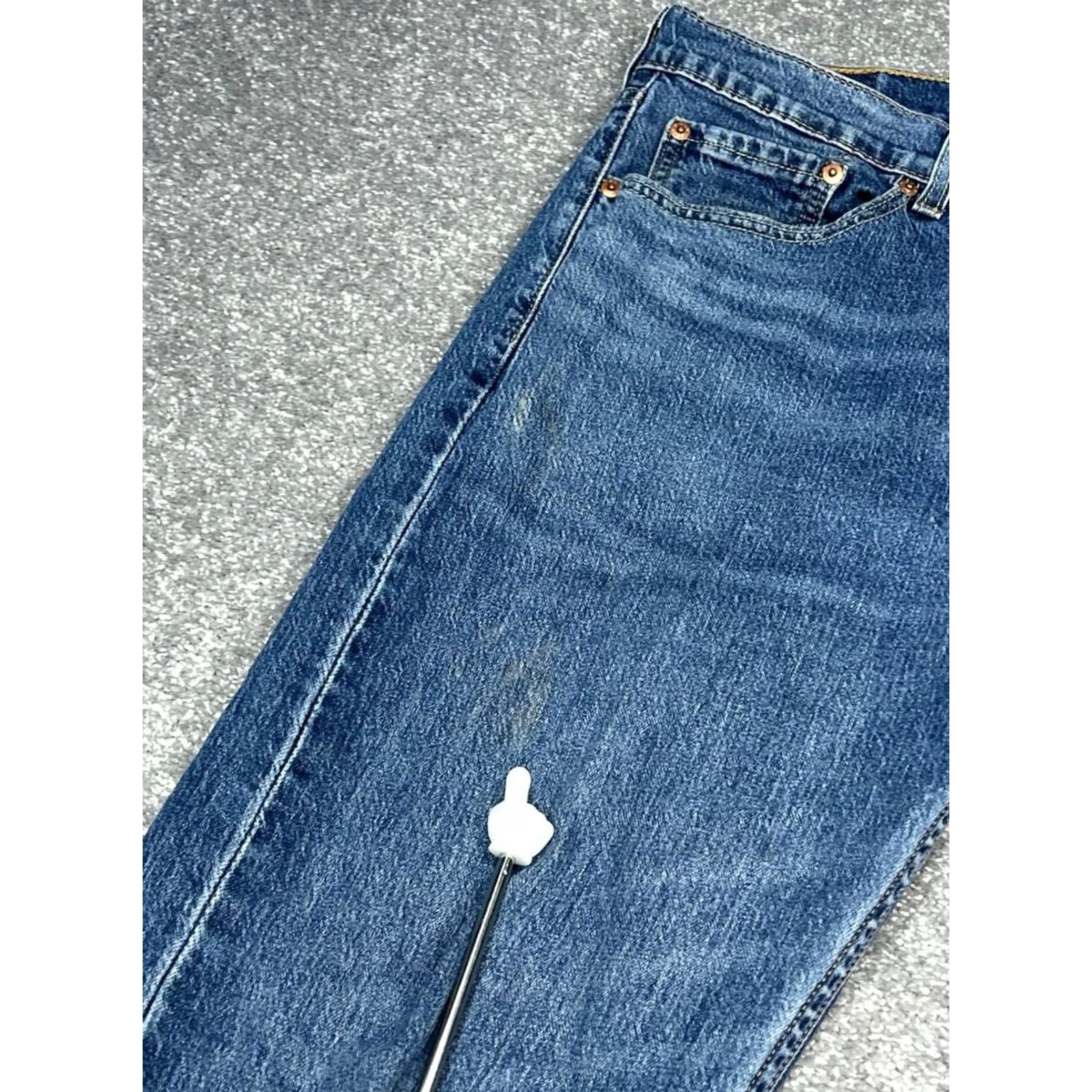 Levi's Levi's 505 Jeans Mens Regular Straight Fit Blue Denim Cotton Stretch 34x30 Inseam 30 5-Pocket Button Zip Size US 33 - 7 Thumbnail