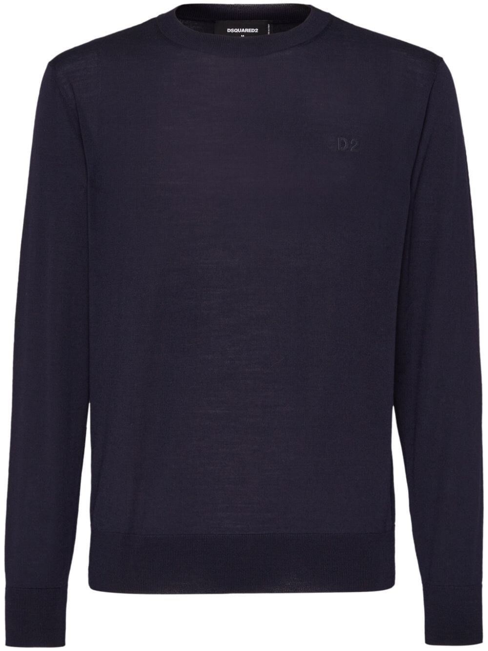 Dsquared2 `D2` Wool Crew-Neck Sweater Size US L / EU 52-54 / 3 - 1 Thumbnail