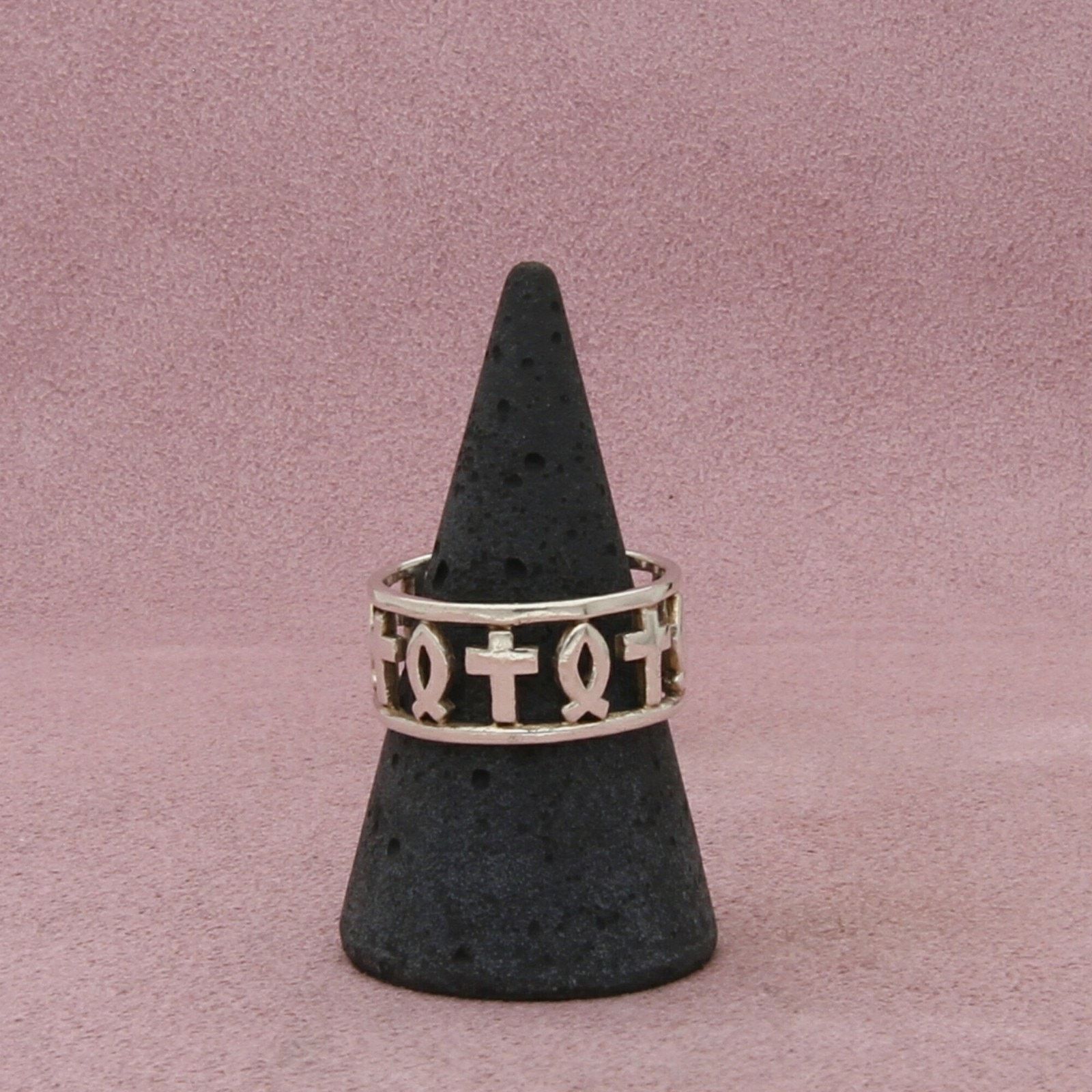 Sterling Silver sterling silver ichthus fish & cross band ring size 9.5 Size ONE SIZE - 2 Thumbnail