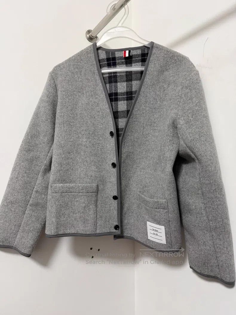 Thom Browne Thom Browne Gray Wool Cardigan and Plaid Skirt Set Size S / US 4 / IT 40 - 1 Thumbnail