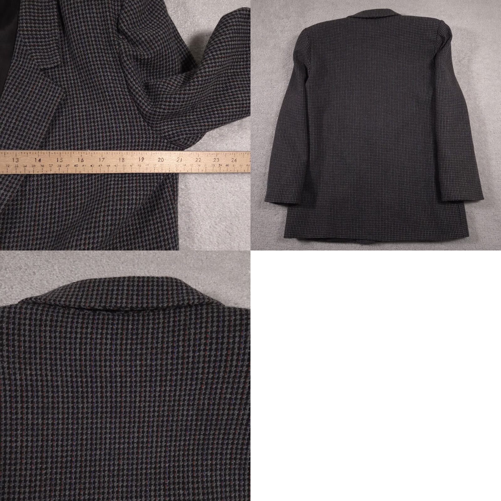Vintage Norton McNaughton Blazer Womens 14 Medium Wool Blend Houndstooth Jacket Gray Classic Business Women Size XL / US 12-14 / IT 48-50 - 9 Thumbnail