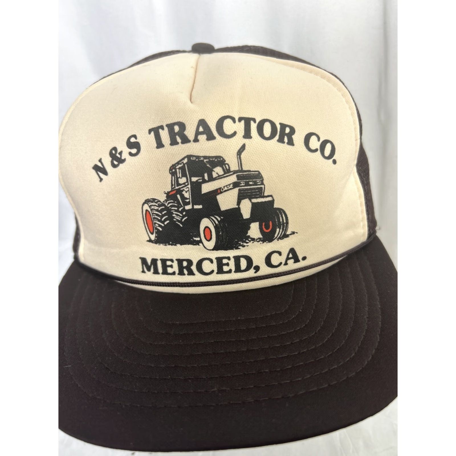Vintage Otto Trucker Hat Merced CA Tractor Co. Brown Beige Size ONE SIZE - 3 Thumbnail