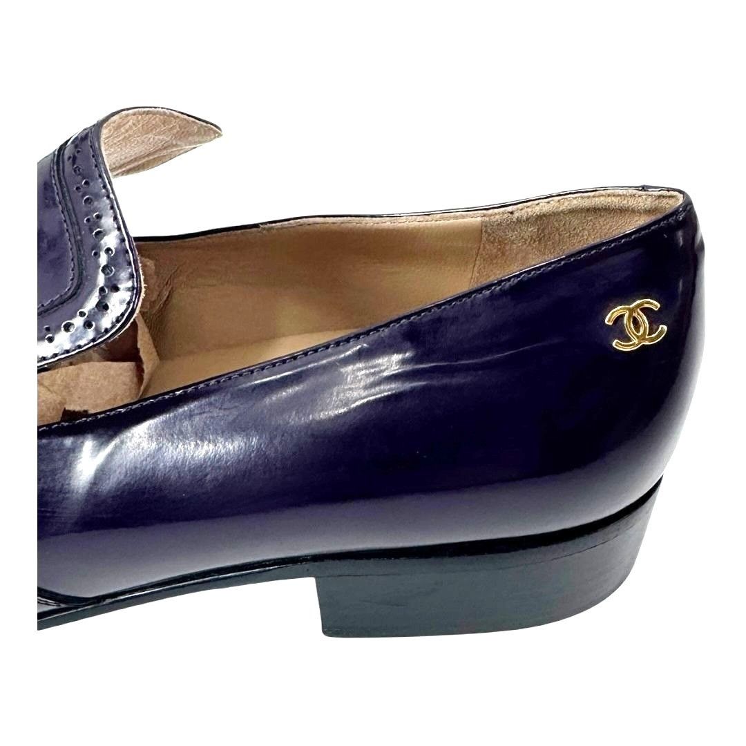 Chanel Chanel Purple Glazed Calfskin Loafers – 2015 Karl Lagerfeld Size US 8 / IT 38 - 2 Thumbnail