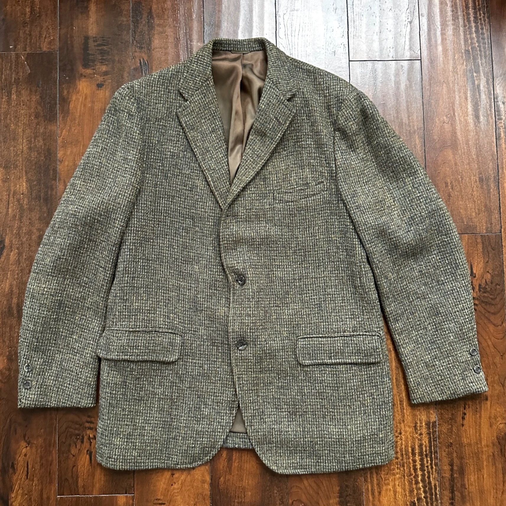 Harris Tweed Vintage Harris Tweed Men's Blazer Jacket 42 Wool Single-Breasted Gray 70s Sports Size 42R - 7 Thumbnail