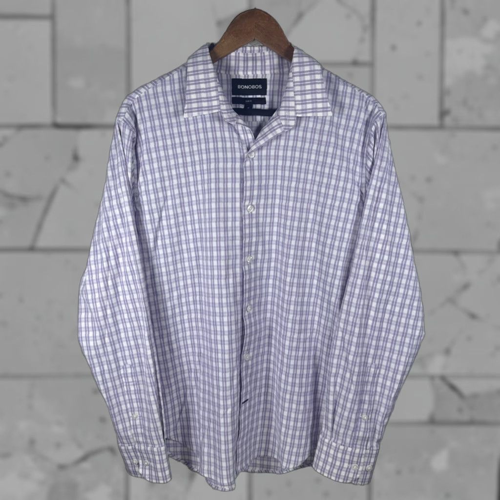 Bonobos Bonobos Slim Fit Purple Plaid Longsleeve Shirt Mens M Shirt Slim Fit Button-Up Modern Mens Size US M / EU 48-50 / 2 - 1 Thumbnail