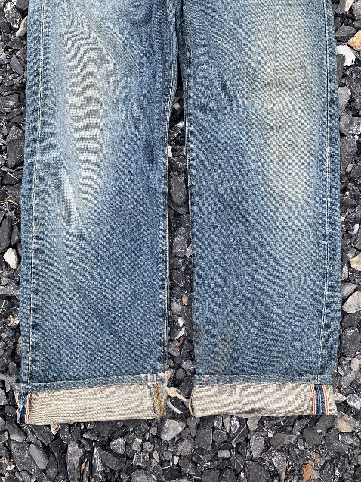 VINTAGE EDWIN 505X BAGGY SELVEDGE FADED DISTRESSED DENIM