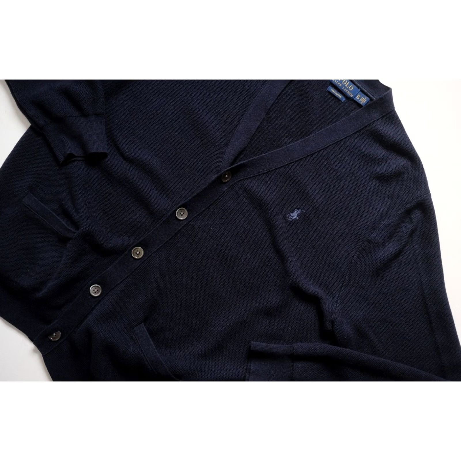 Ralph Lauren Ralph Lauren Polo Cardigan Mens XL Blue 90s Knit V-Neck Cotton Wool Blend Cardigan Size US XL / EU 56 / 4 - 5 Thumbnail