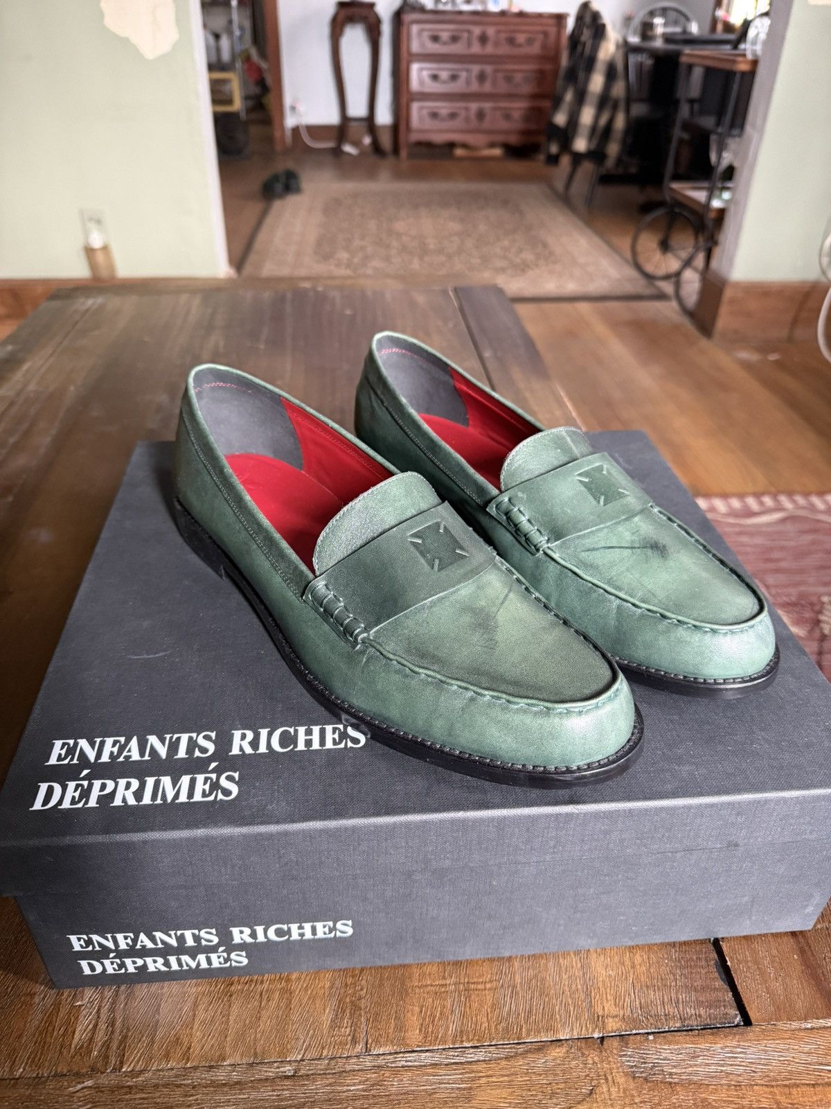 Enfants Riches Deprimes ERD Penny Loafer sz11 “cow glazed dark green” Size US 11 / EU 44 - 1 Thumbnail