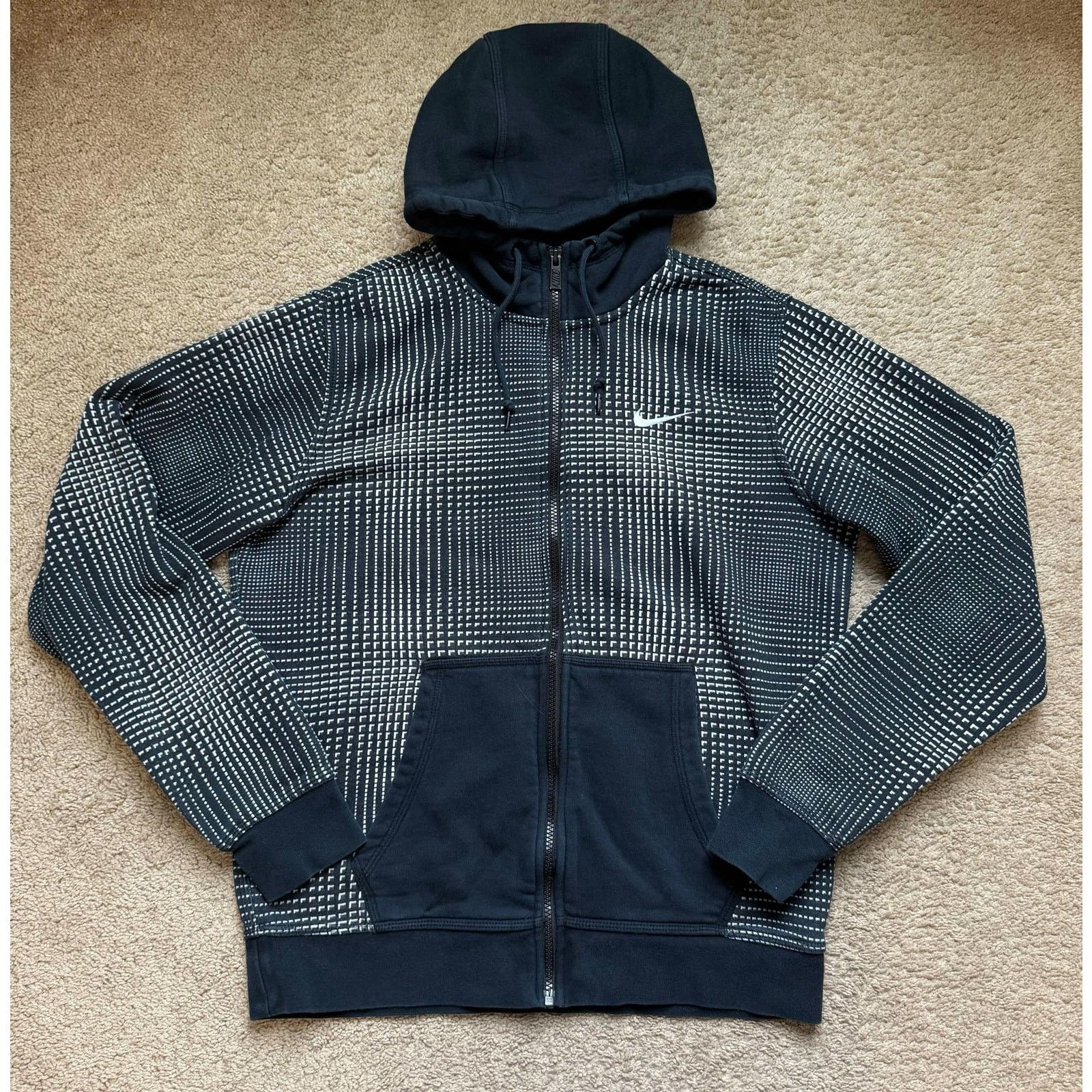 Nike Nike Long Sleeve Fleece Geometric Print Hoodie Black Mens M Size US M / EU 48-50 / 2 - 2 Thumbnail