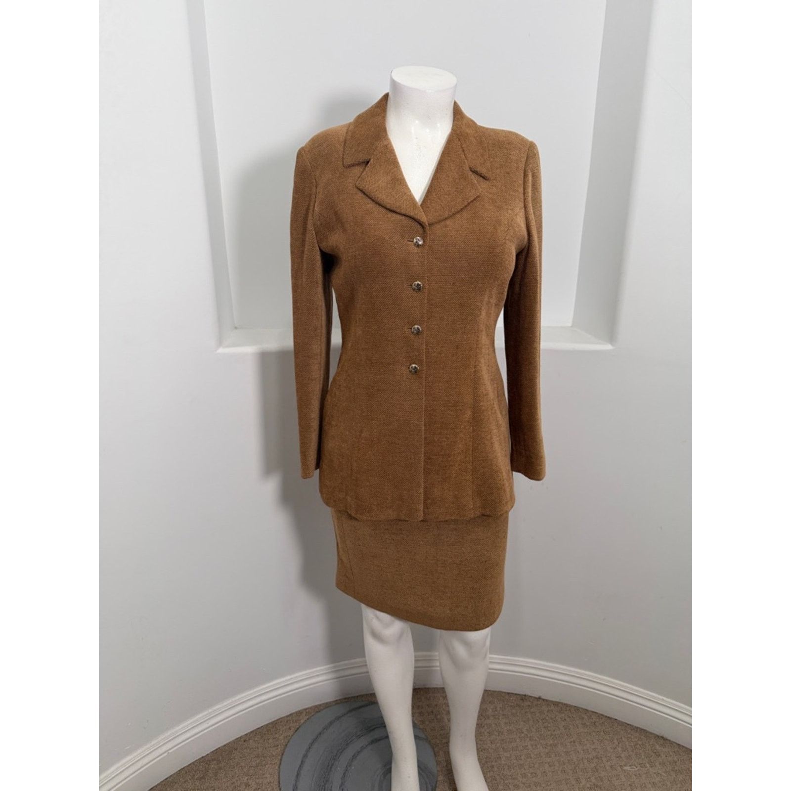 St. John Griffin Cray for St John Vintage Brown Skirt Jacket Suit 10 Size L / US 10 / IT 46 - 10 Thumbnail