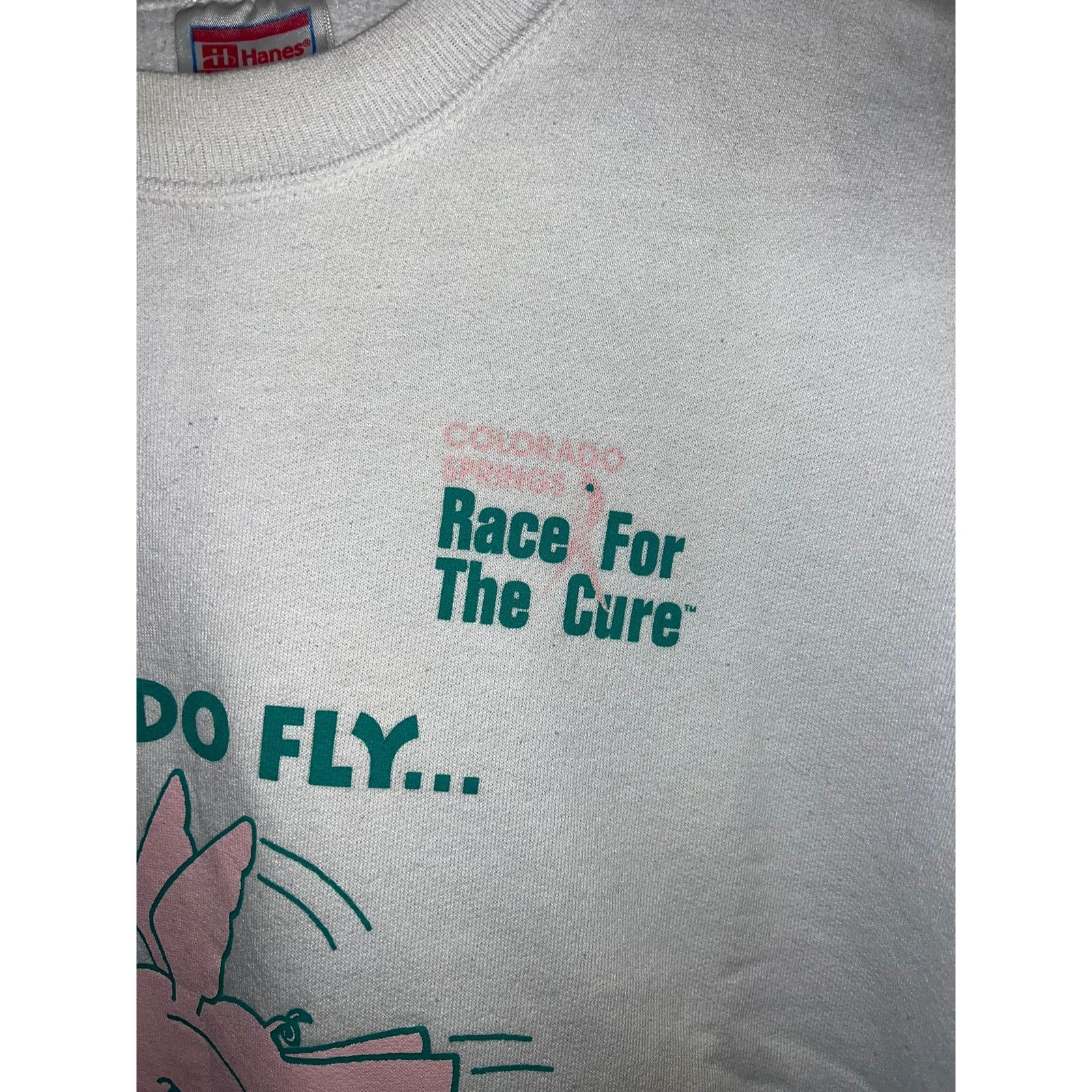 Hanes Vintage Mammogram Sweatshirt Pigs Do Fly Race For The Cure X Size US XL / EU 56 / 4 - 3 Thumbnail