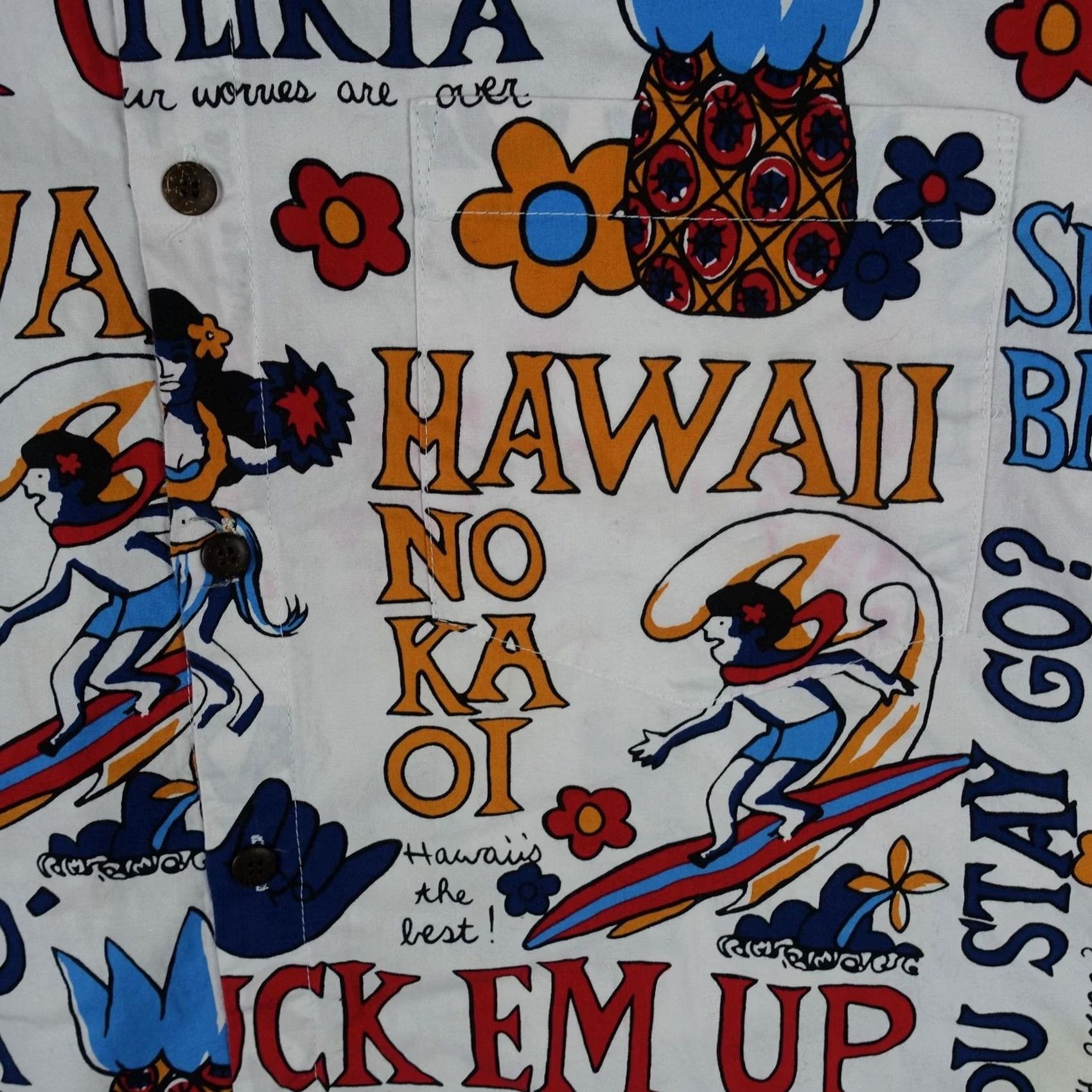 Vintage Kai Aloha Supply Shirt Mens 2XL White Hawaiian Surf Hula Girl Surfer Brah Hawaii Shirt Size US XXL / EU 58 / 5 - 4 Thumbnail