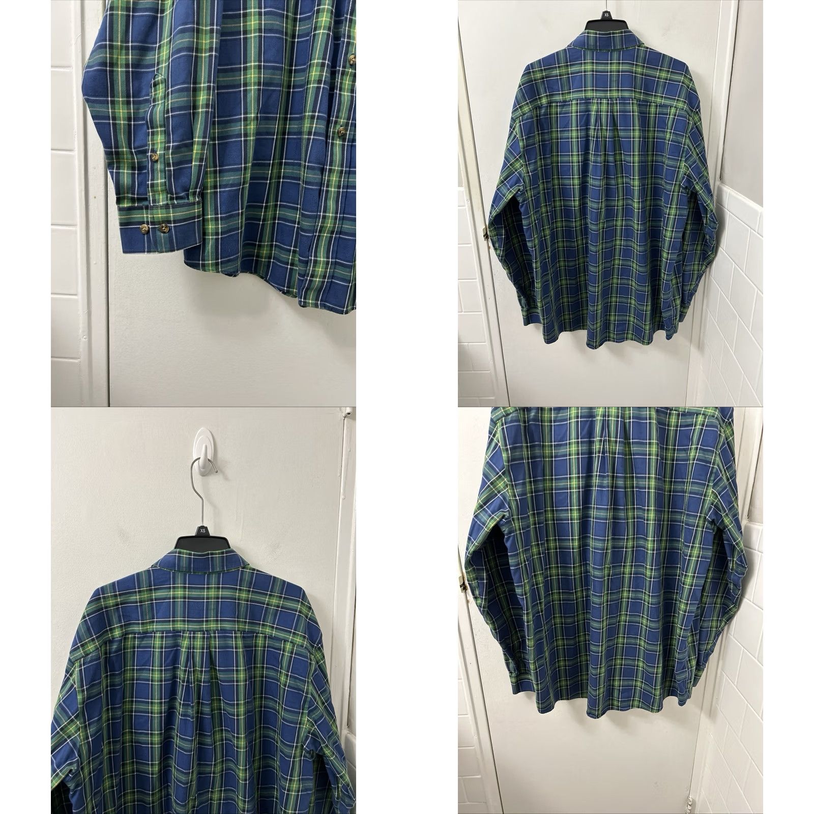 Vintage LL Bean Merino Wool Shirt Mens L Blue Plaid Button-Up Classic Fit Fall Spring Wool Blend Wrinkle Resistant Vintage No Size US L / EU 52-54 / 3 - 8 Thumbnail