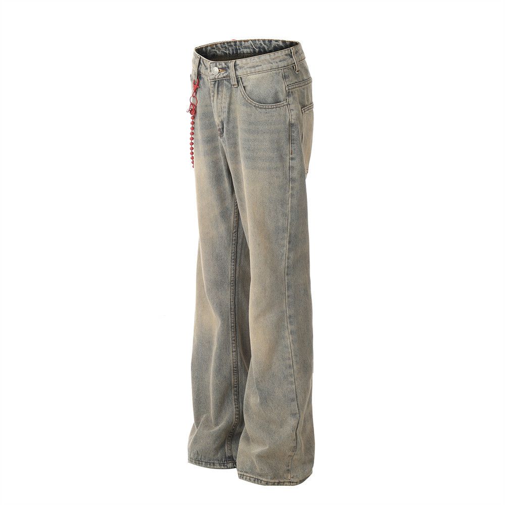Japanese Brand × Jean American washed distressed loose side chain straight jeans Size US 32 / EU 48 - 2 Thumbnail