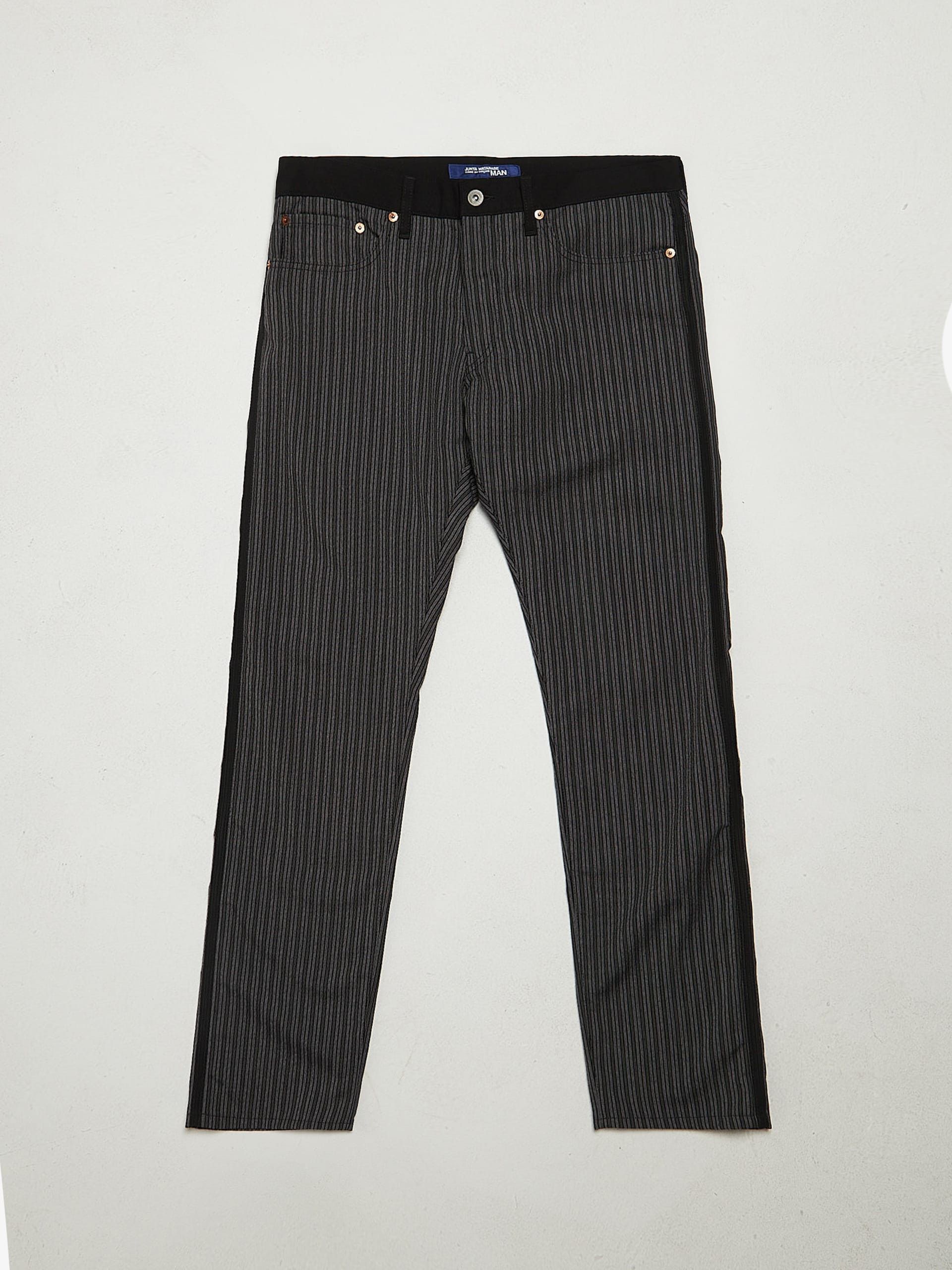 Junya Watanabe Black And Gray Striped Straight Cotton Pants Size US 34 / EU 50 - 1 Thumbnail