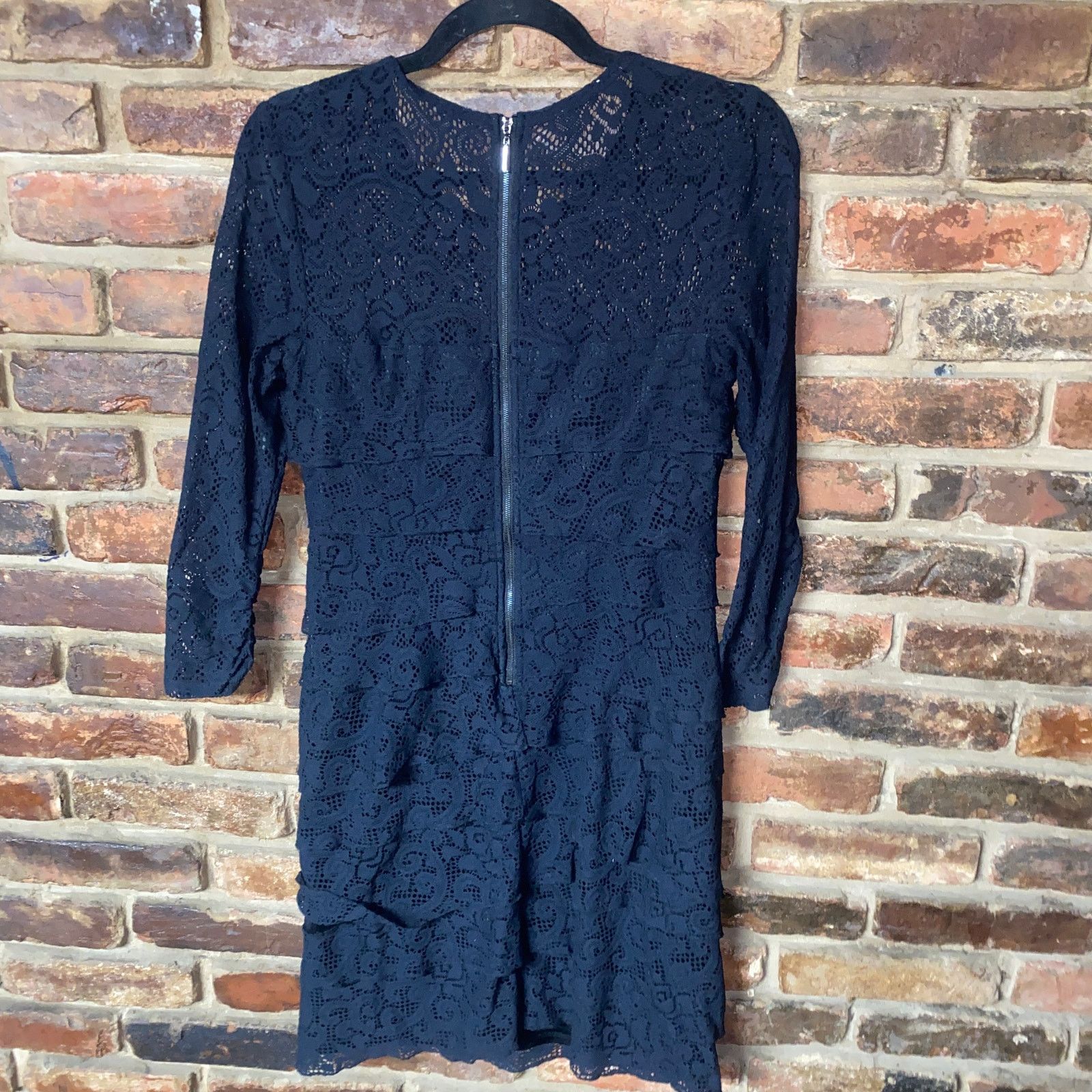 Laundry by Shelli Segal Laundry Shelli Segal Black Sheer Lace Tiered Mini Dress 6 Size M / US 6-8 / IT 42-44 - 6 Thumbnail