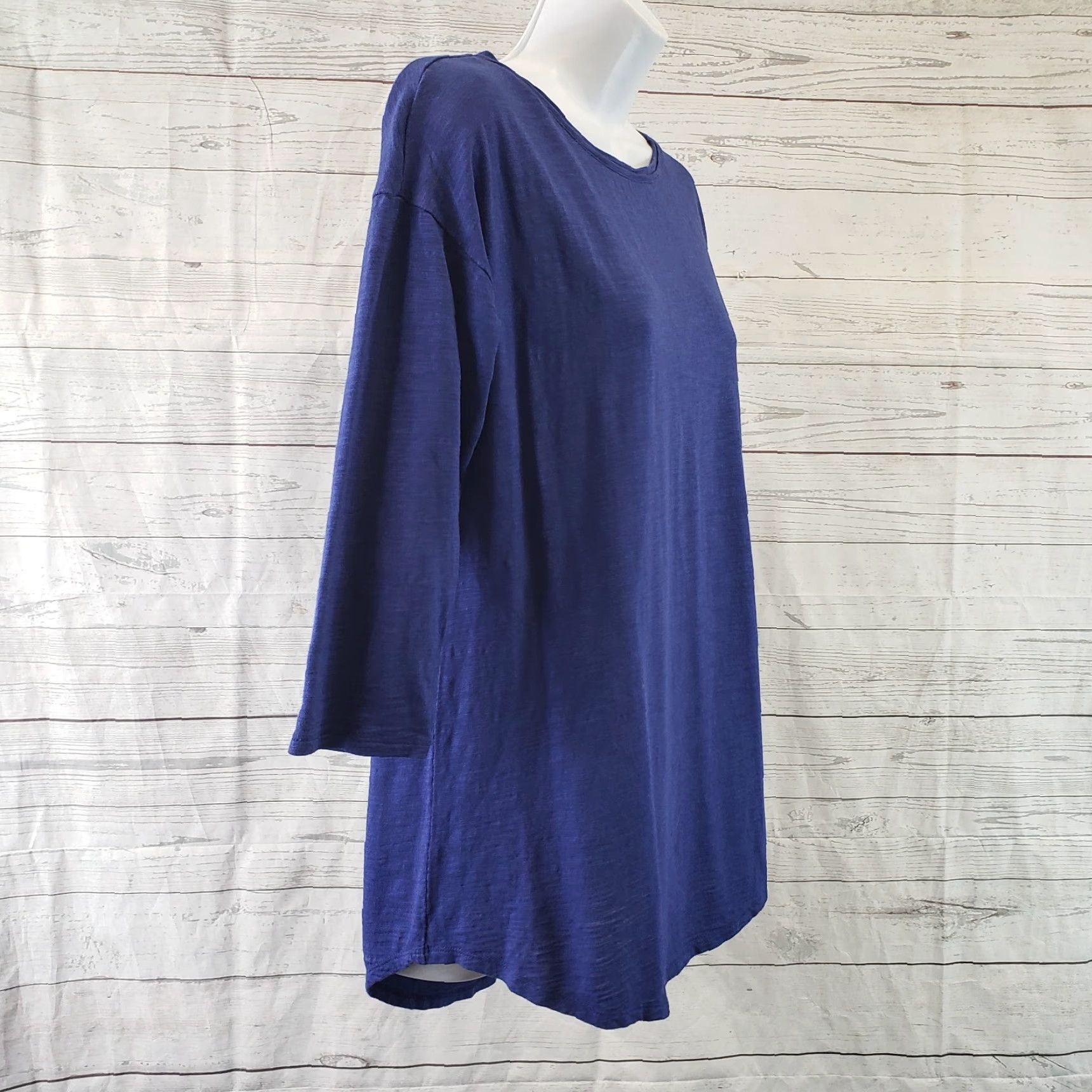 Vintage Chico's Women's Ultimate Tee Shirt Small Solid Blue 3/4 Sleeve Cotton Blend Size S / US 4 / IT 40 - 3 Thumbnail